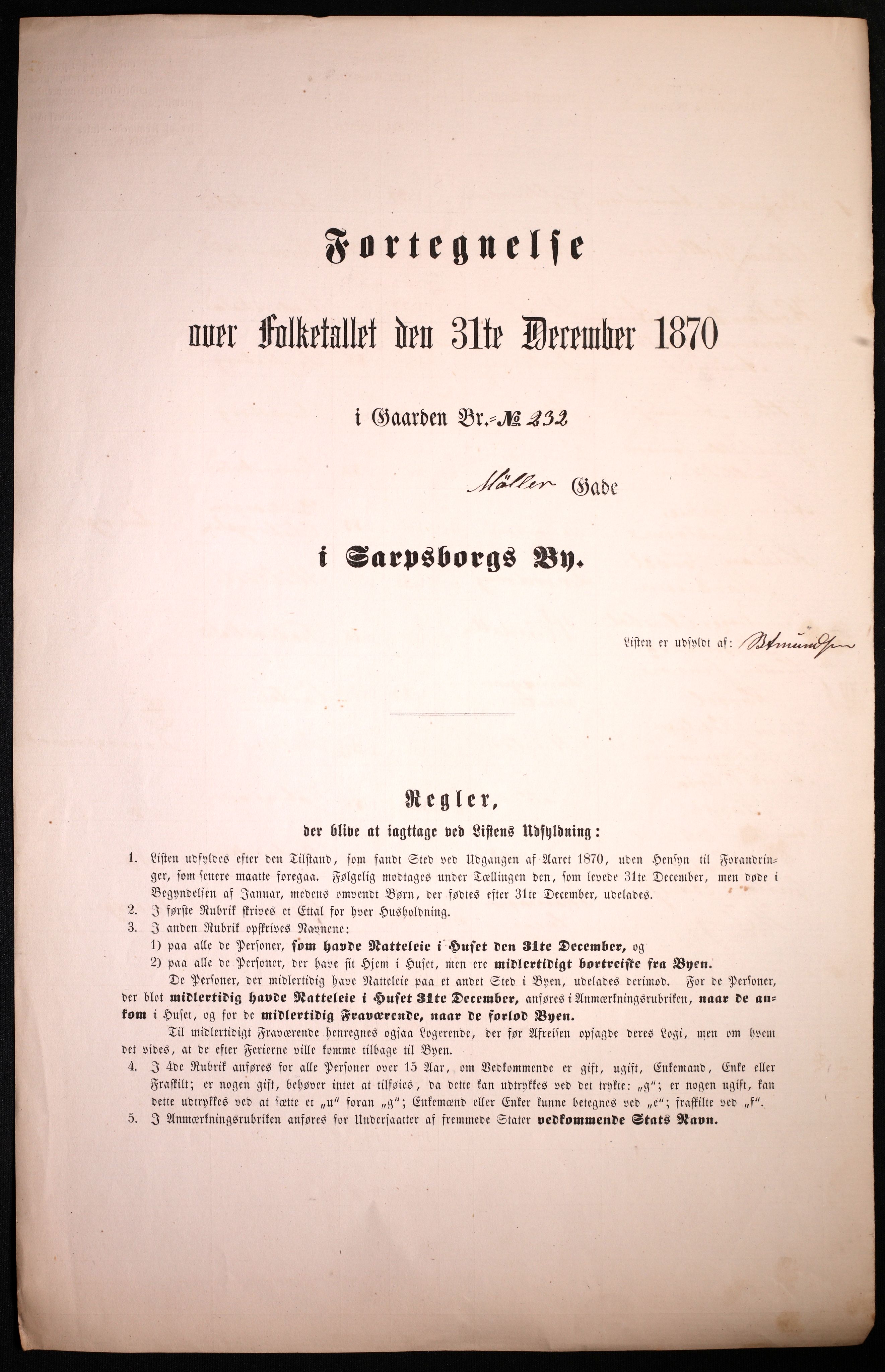 RA, 1870 census for 0102 Sarpsborg, 1870, p. 149