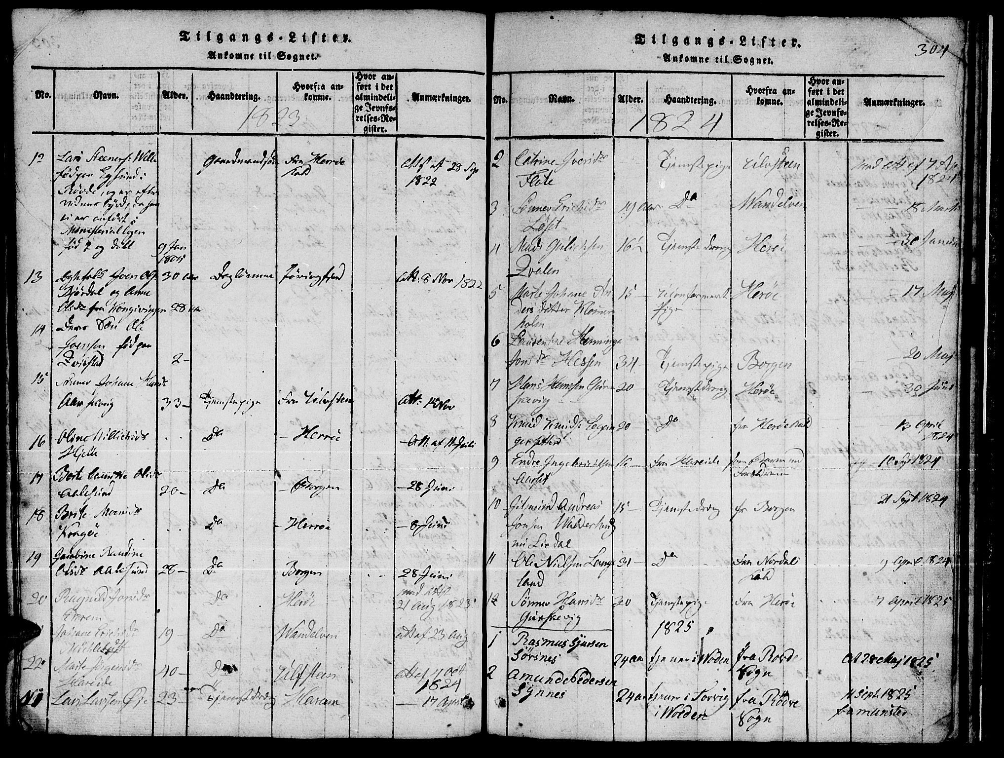 Ministerialprotokoller, klokkerbøker og fødselsregistre - Møre og Romsdal, AV/SAT-A-1454/511/L0155: Parish register (copy) no. 511C01, 1817-1829, p. 304