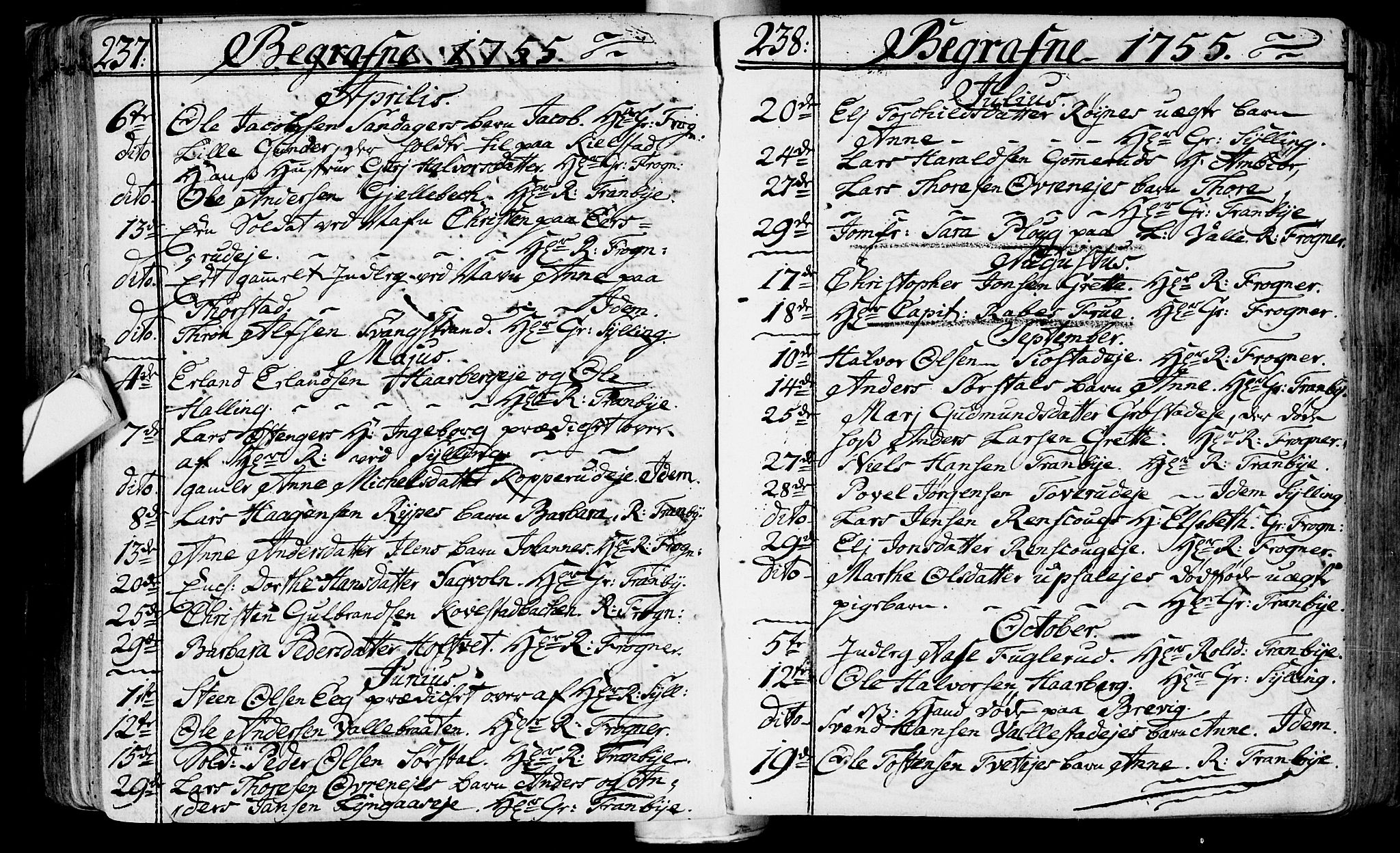 Lier kirkebøker, AV/SAKO-A-230/F/Fa/L0004: Parish register (official) no. I 4, 1749-1764, p. 237-238