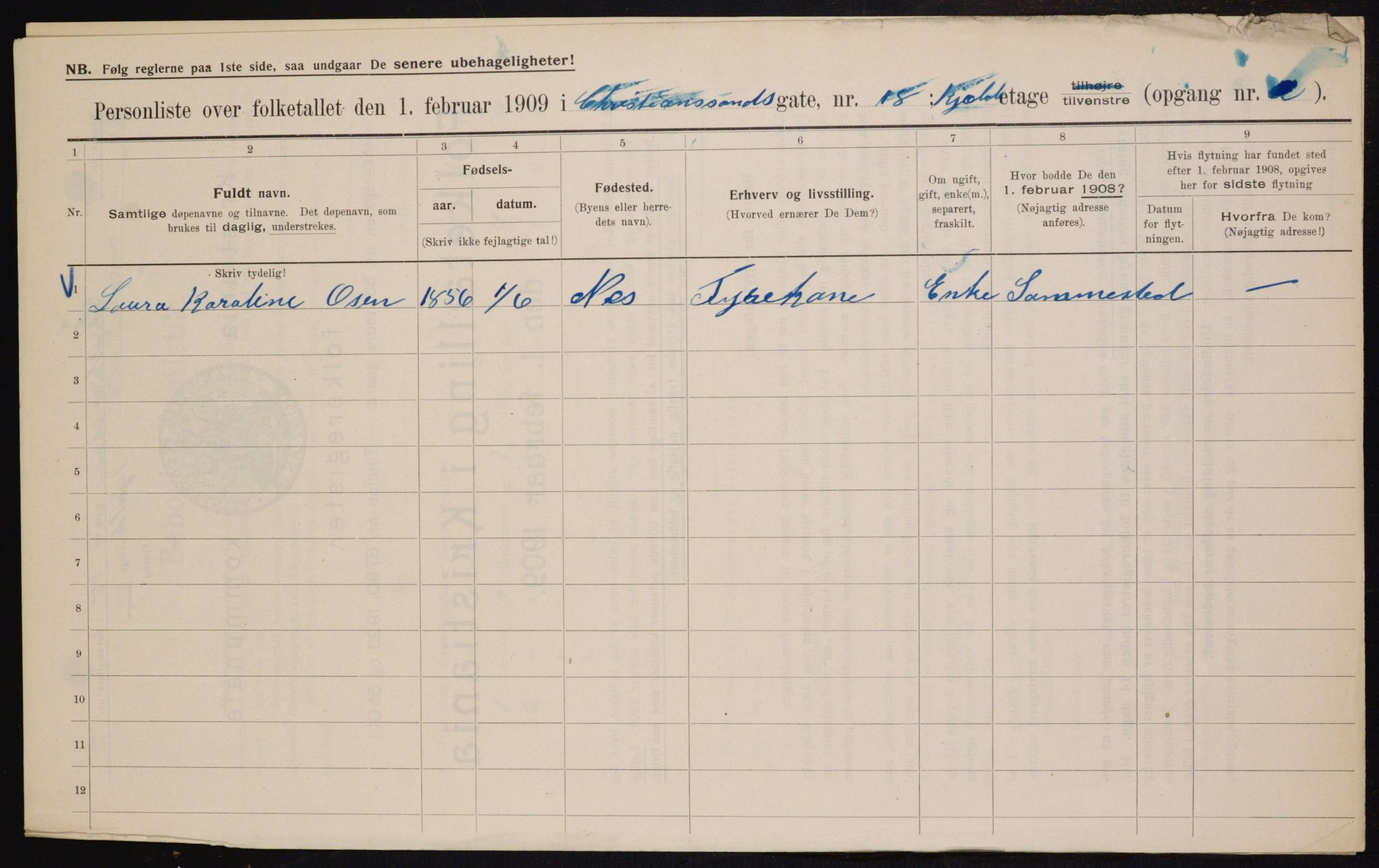 OBA, Municipal Census 1909 for Kristiania, 1909, p. 49952