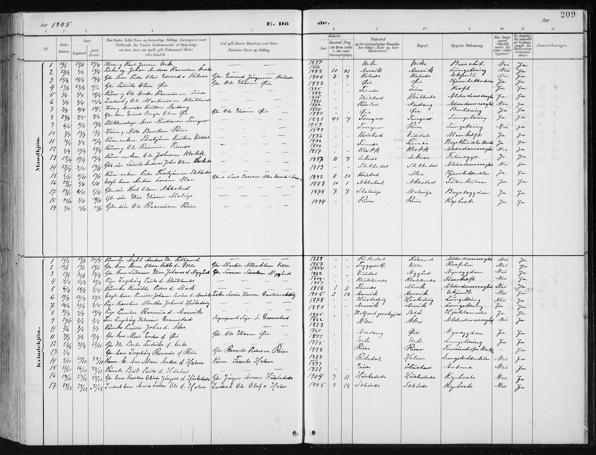 Ministerialprotokoller, klokkerbøker og fødselsregistre - Møre og Romsdal, AV/SAT-A-1454/515/L0215: Parish register (copy) no. 515C02, 1884-1906, p. 209