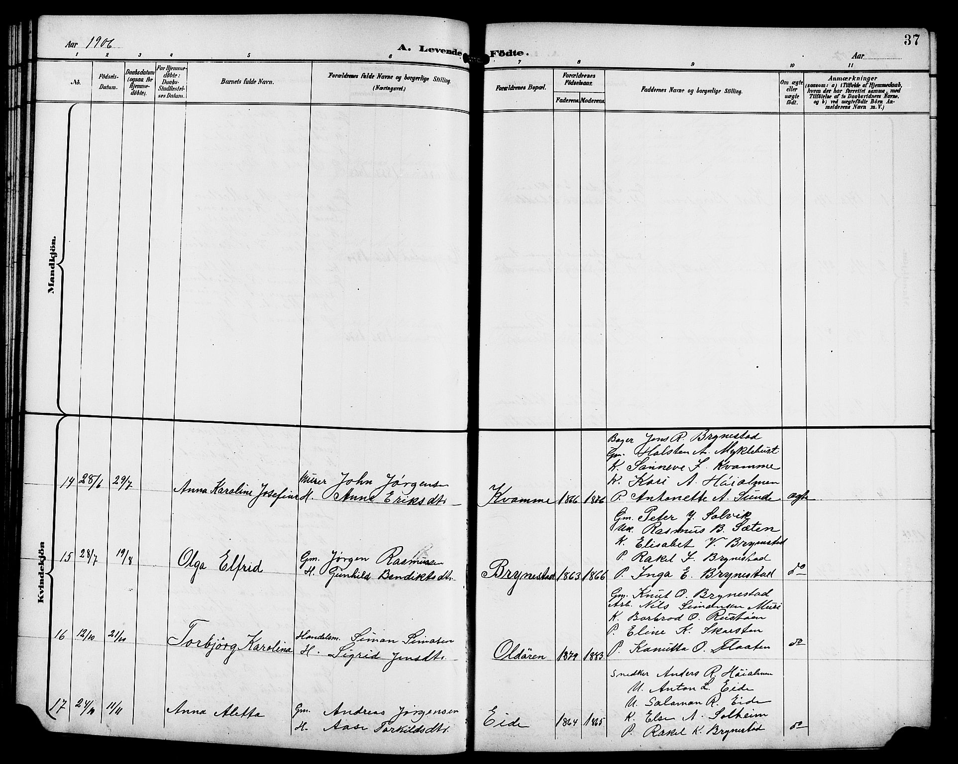 Innvik sokneprestembete, AV/SAB-A-80501: Parish register (copy) no. B 4, 1898-1916, p. 37