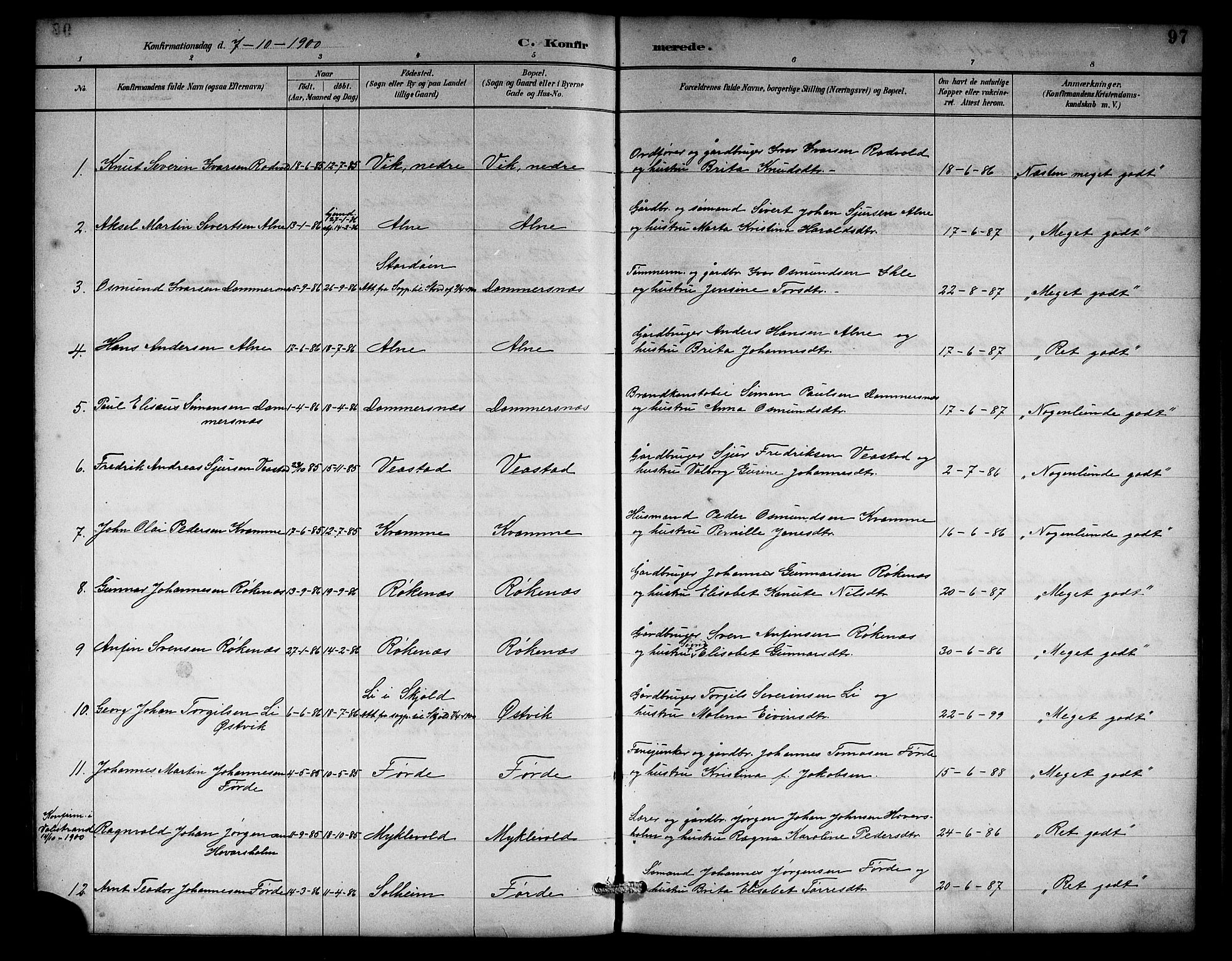 Sveio Sokneprestembete, SAB/A-78501/H/Hab: Parish register (copy) no. C 3, 1887-1902, p. 97