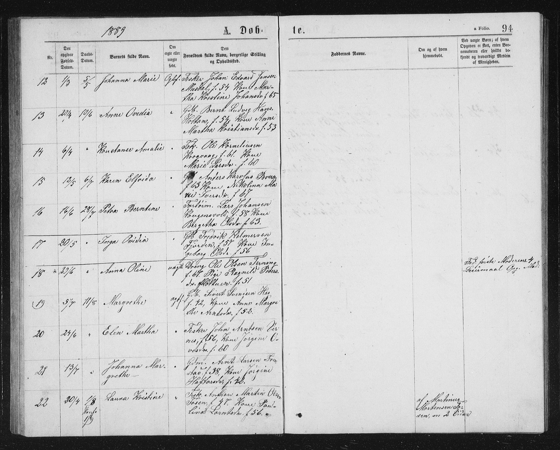 Ministerialprotokoller, klokkerbøker og fødselsregistre - Sør-Trøndelag, AV/SAT-A-1456/662/L0756: Parish register (copy) no. 662C01, 1869-1891, p. 94