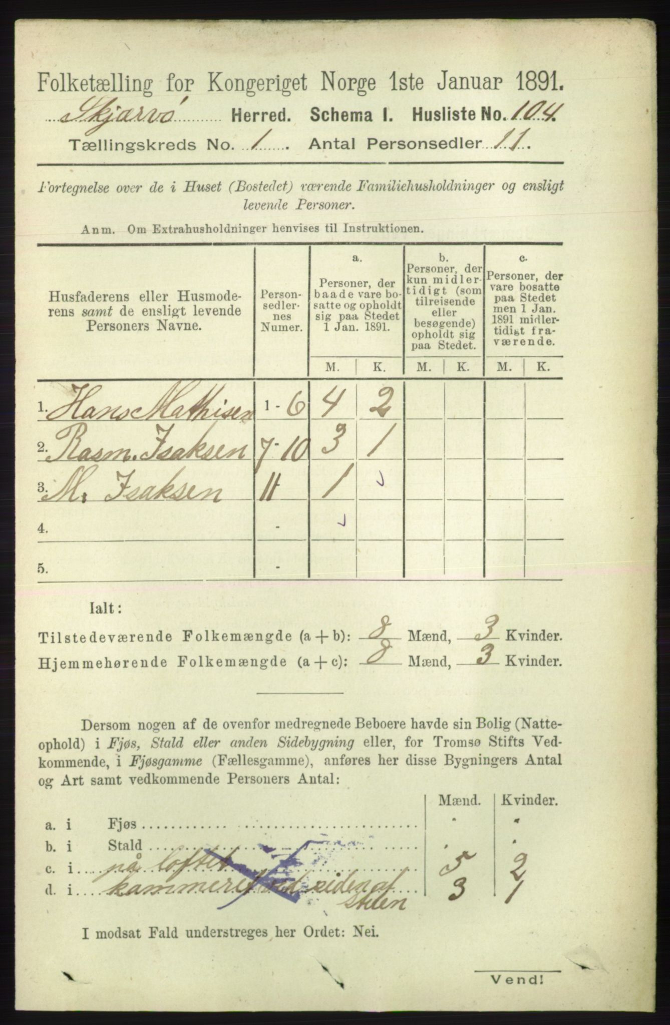 RA, 1891 census for 1941 Skjervøy, 1891, p. 122