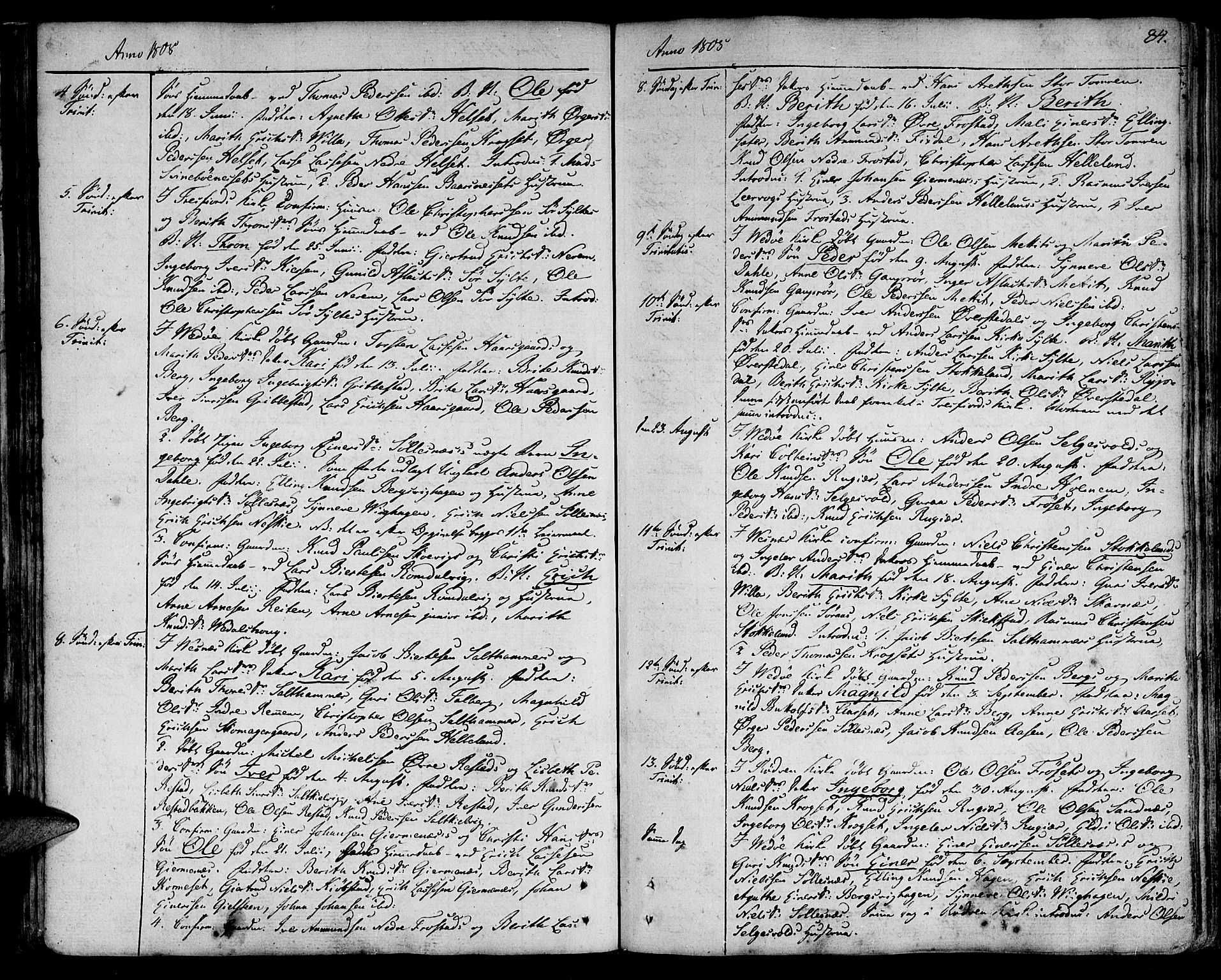 Ministerialprotokoller, klokkerbøker og fødselsregistre - Møre og Romsdal, AV/SAT-A-1454/547/L0601: Parish register (official) no. 547A03, 1799-1818, p. 84
