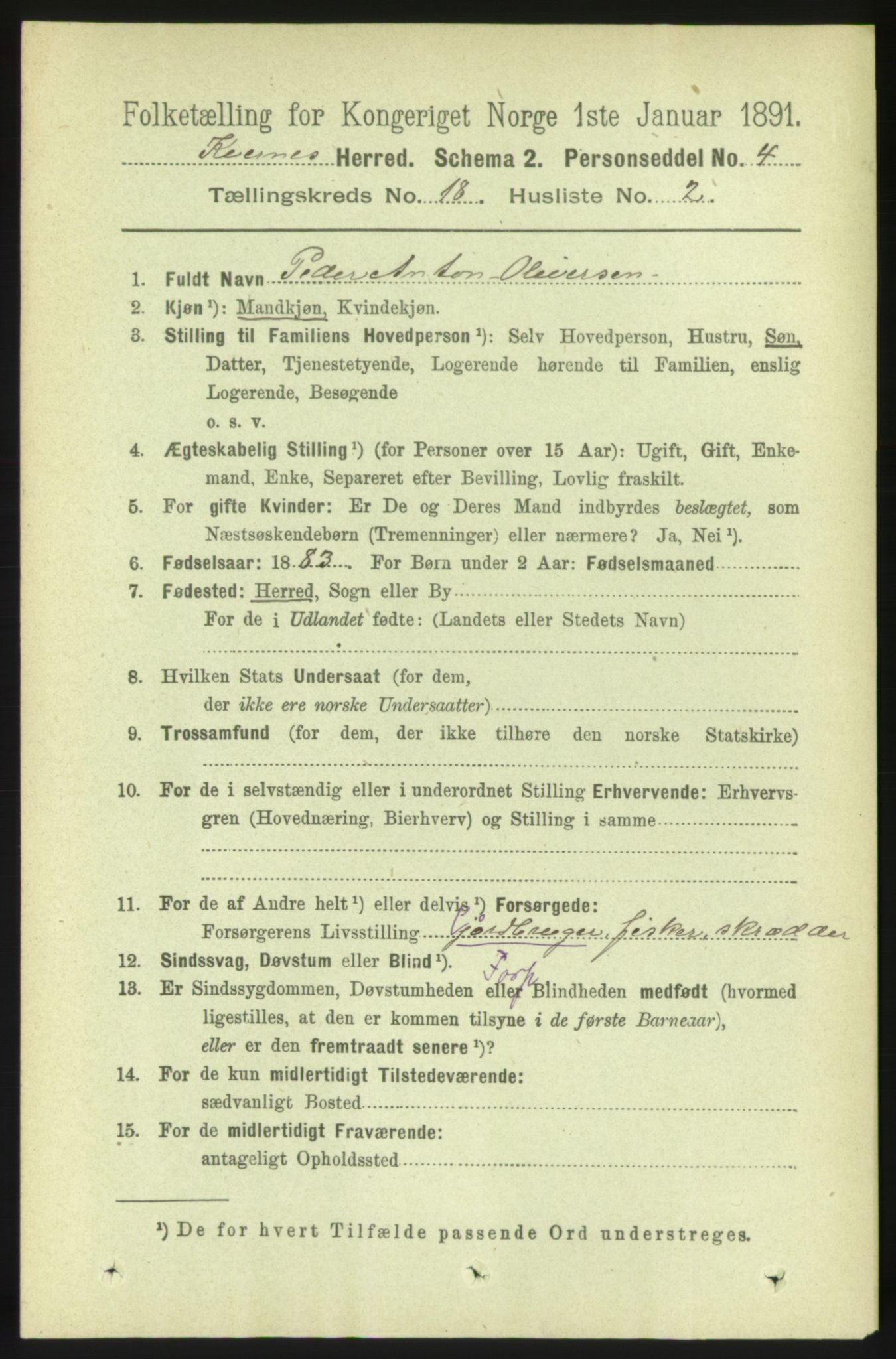 RA, 1891 census for 1553 Kvernes, 1891, p. 7762