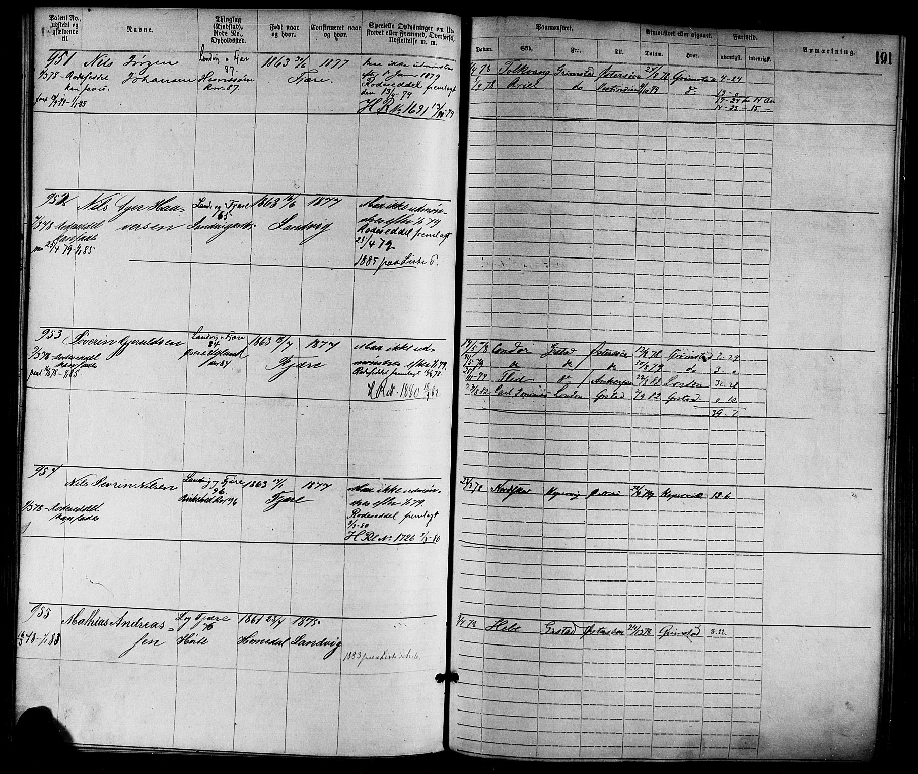 Grimstad mønstringskrets, SAK/2031-0013/F/Fa/L0001: Annotasjonsrulle nr 1-1920 med register, F-1, 1870-1892, p. 217