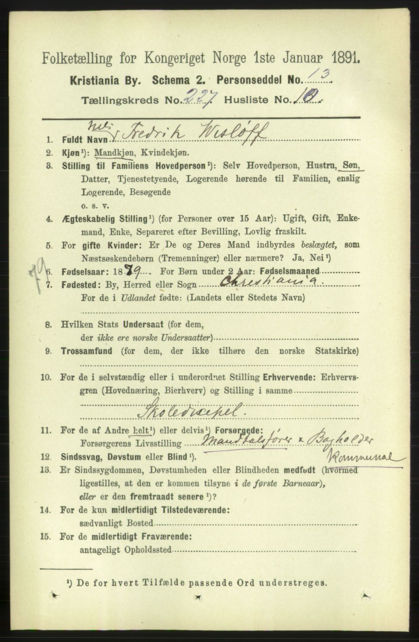 RA, 1891 census for 0301 Kristiania, 1891, p. 138977