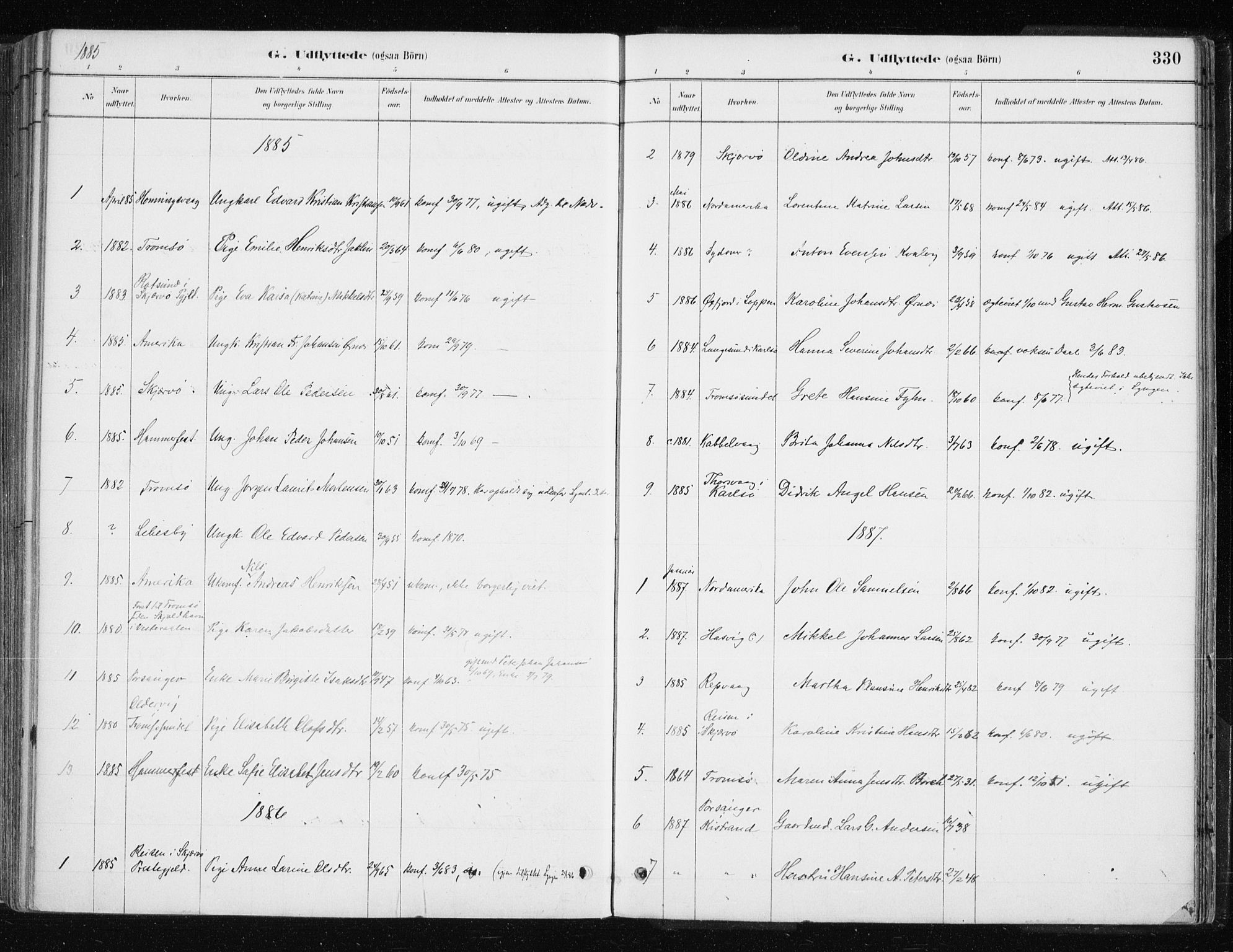 Lyngen sokneprestembete, SATØ/S-1289/H/He/Hea/L0007kirke: Parish register (official) no. 7, 1879-1890, p. 330