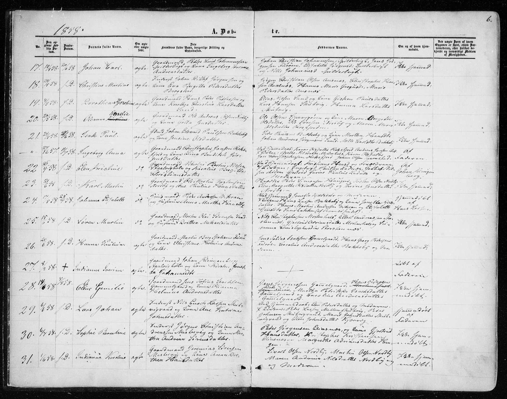 Balsfjord sokneprestembete, SATØ/S-1303/G/Ga/L0001kirke: Parish register (official) no. 1, 1858-1870, p. 6