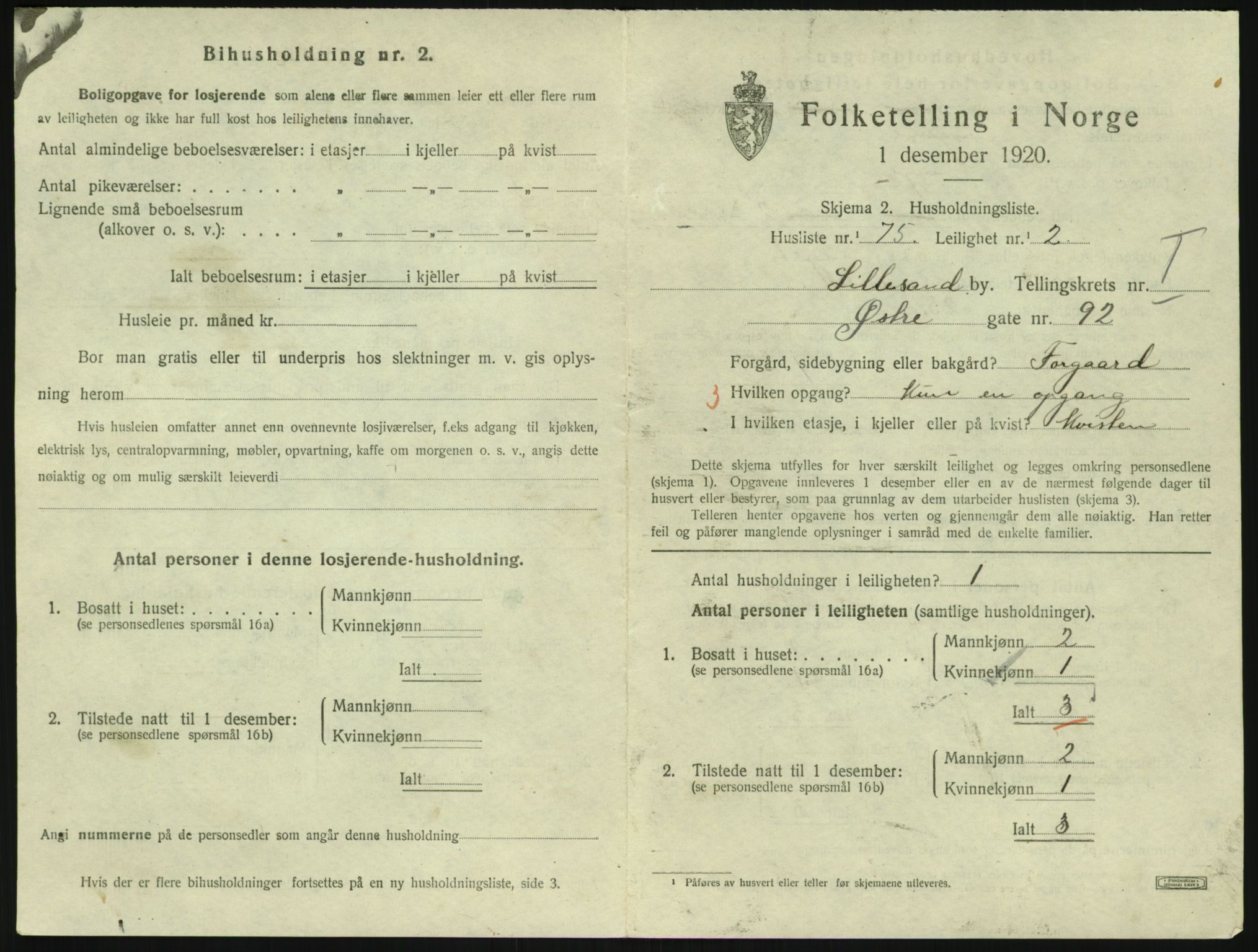 SAK, 1920 census for Lillesand, 1920, p. 691