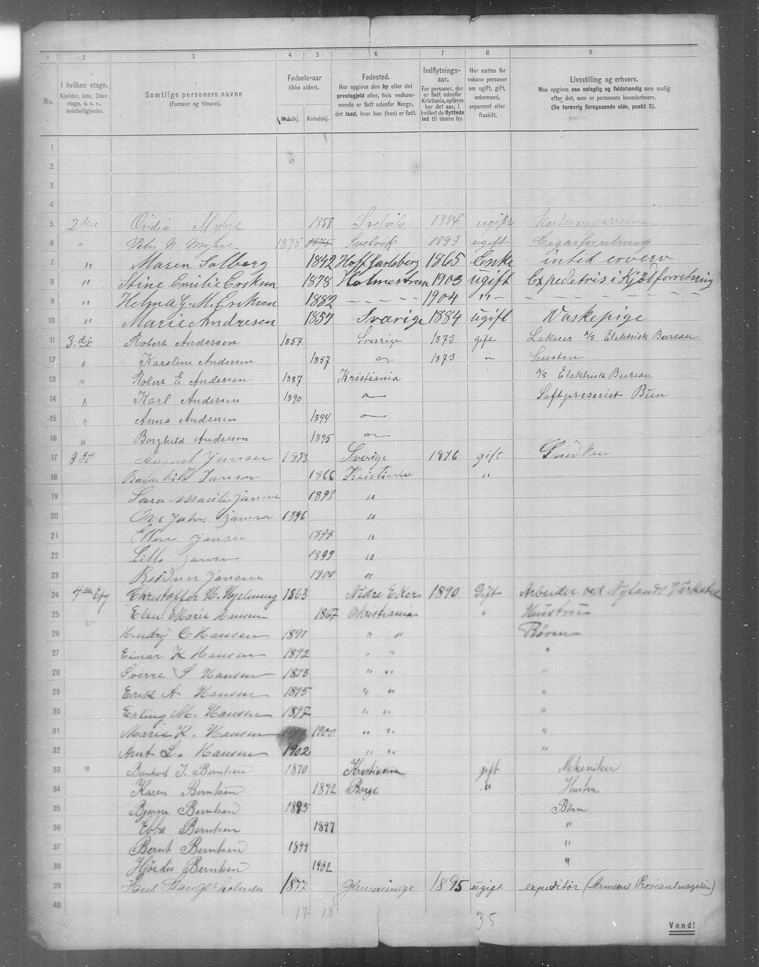 OBA, Municipal Census 1904 for Kristiania, 1904, p. 23102