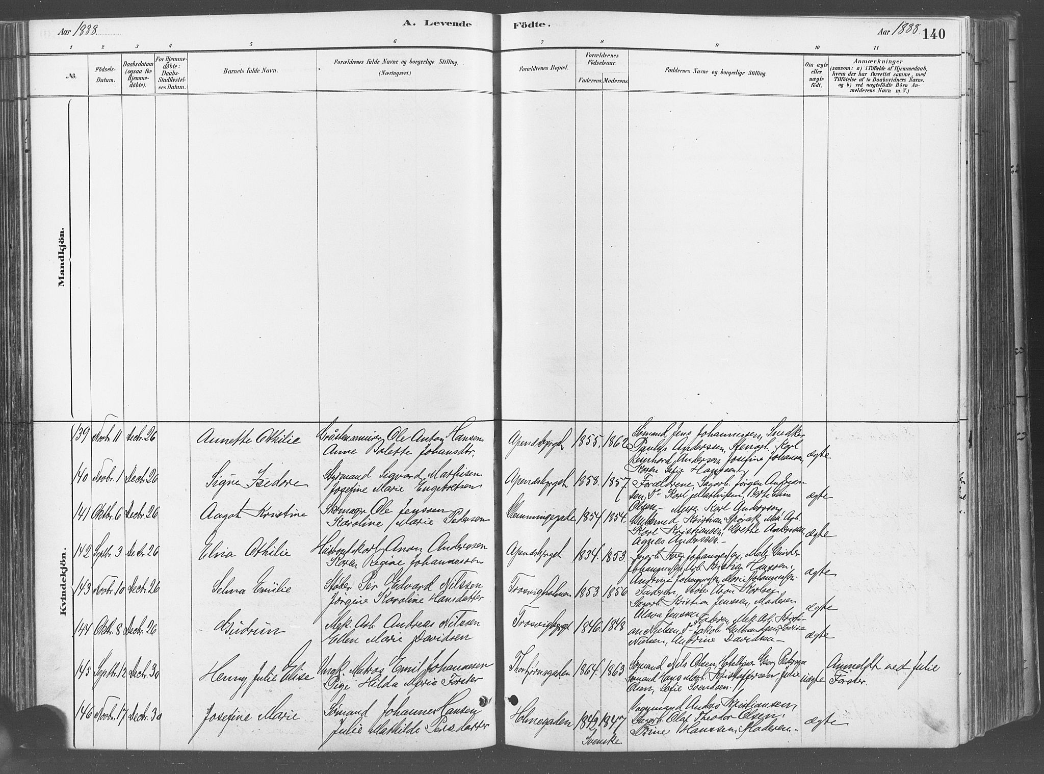 Fredrikstad domkirkes prestekontor Kirkebøker, AV/SAO-A-10906/G/Ga/L0003: Parish register (copy) no. 3, 1880-1900, p. 140