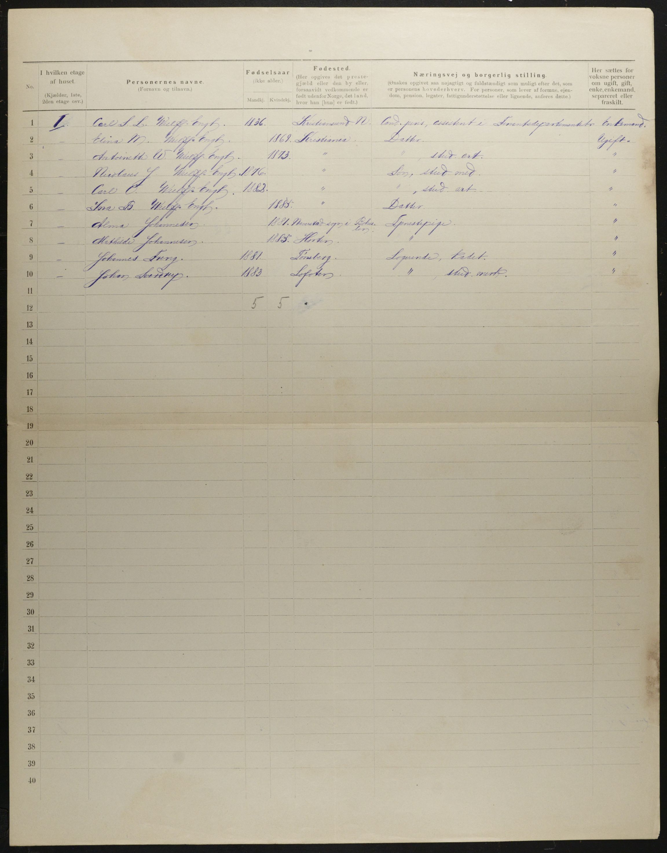 OBA, Municipal Census 1901 for Kristiania, 1901, p. 2925