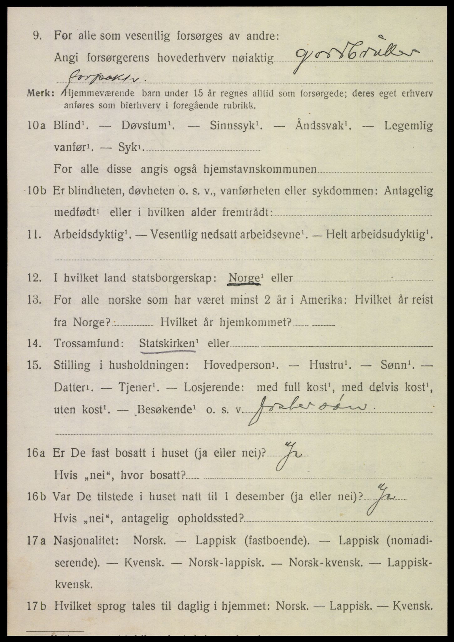 SAT, 1920 census for Nordli, 1920, p. 1394