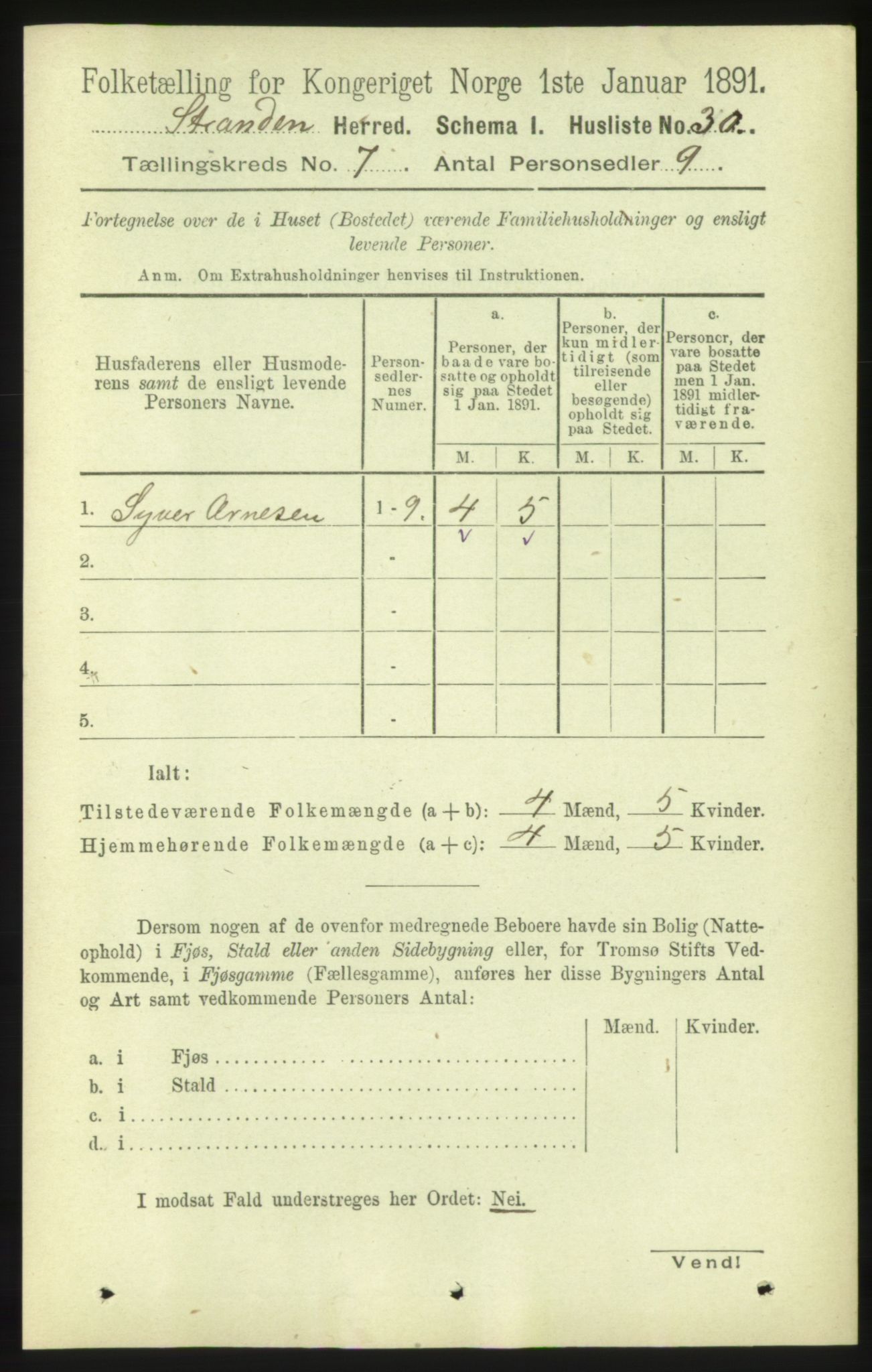 RA, 1891 census for 1525 Stranda, 1891, p. 1672