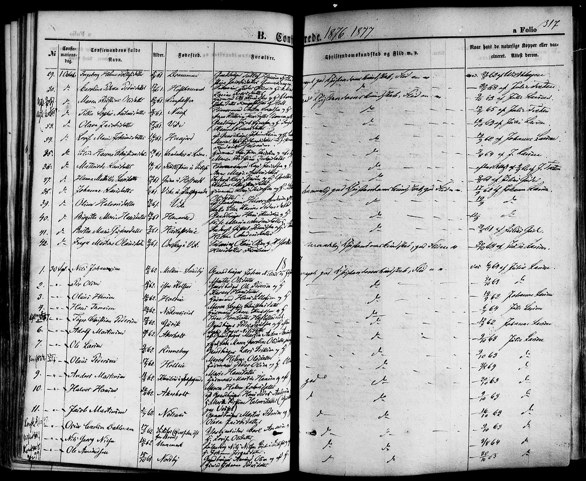 Hof kirkebøker, SAKO/A-64/F/Fa/L0006: Parish register (official) no. I 6, 1851-1877, p. 317