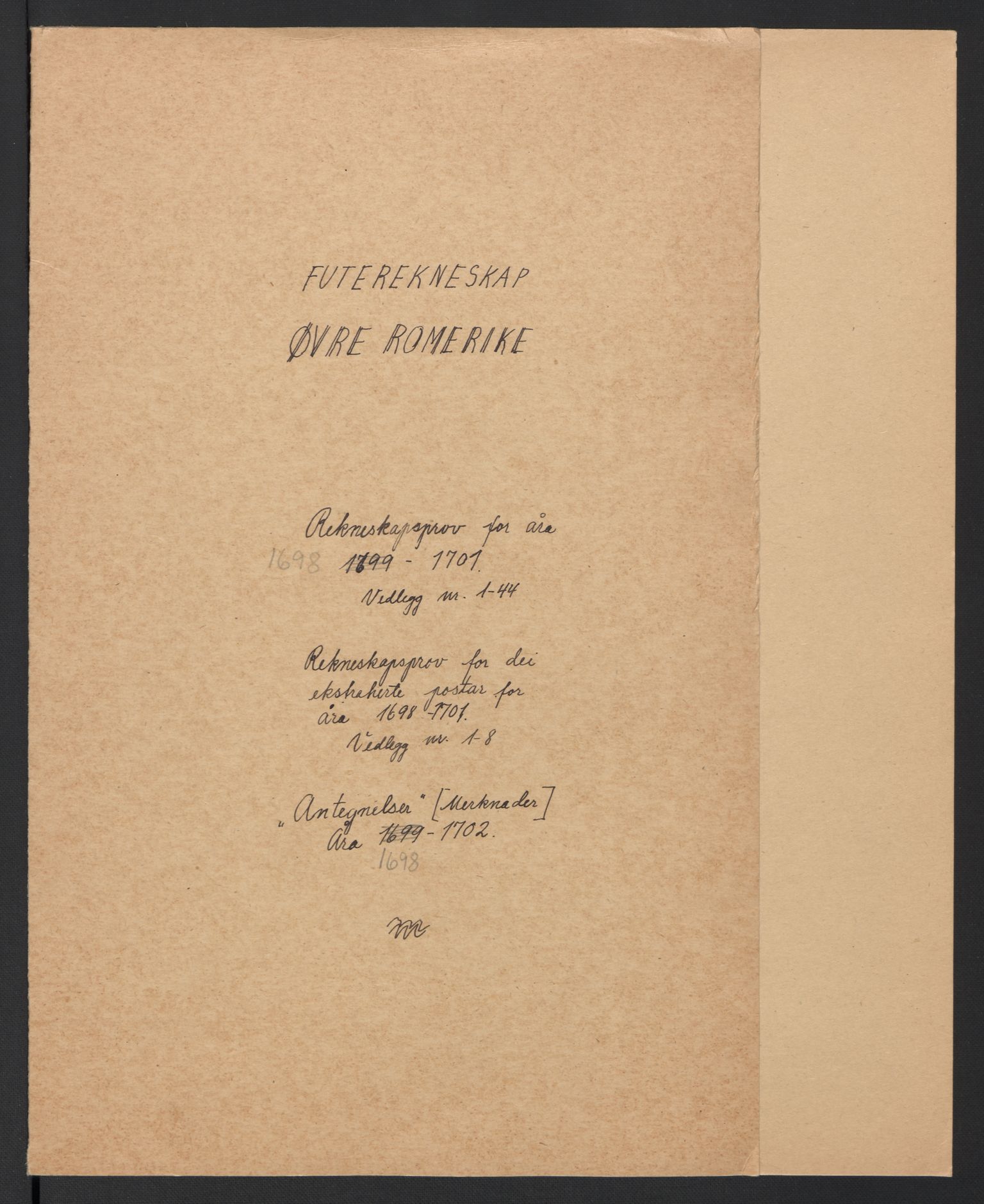 Rentekammeret inntil 1814, Reviderte regnskaper, Fogderegnskap, AV/RA-EA-4092/R12/L0715: Fogderegnskap Øvre Romerike, 1698-1701, p. 2