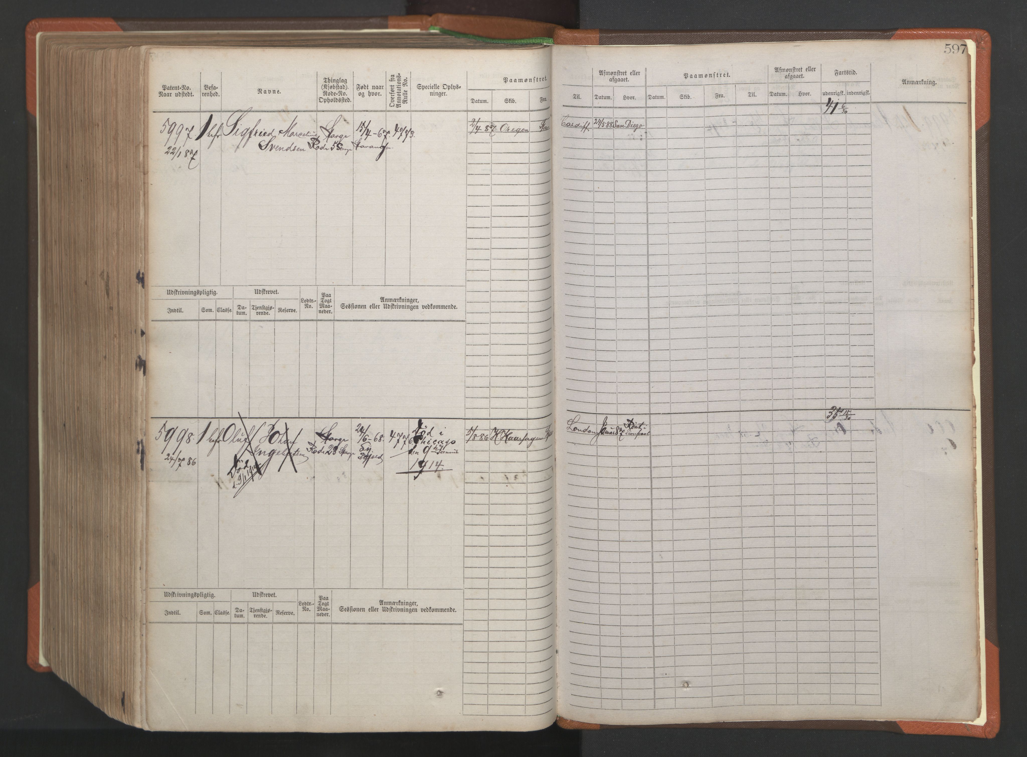 Stavanger sjømannskontor, AV/SAST-A-102006/F/Fb/Fbb/L0009: Sjøfartshovedrulle, patentnr. 4805-6006, 1879-1887, p. 604