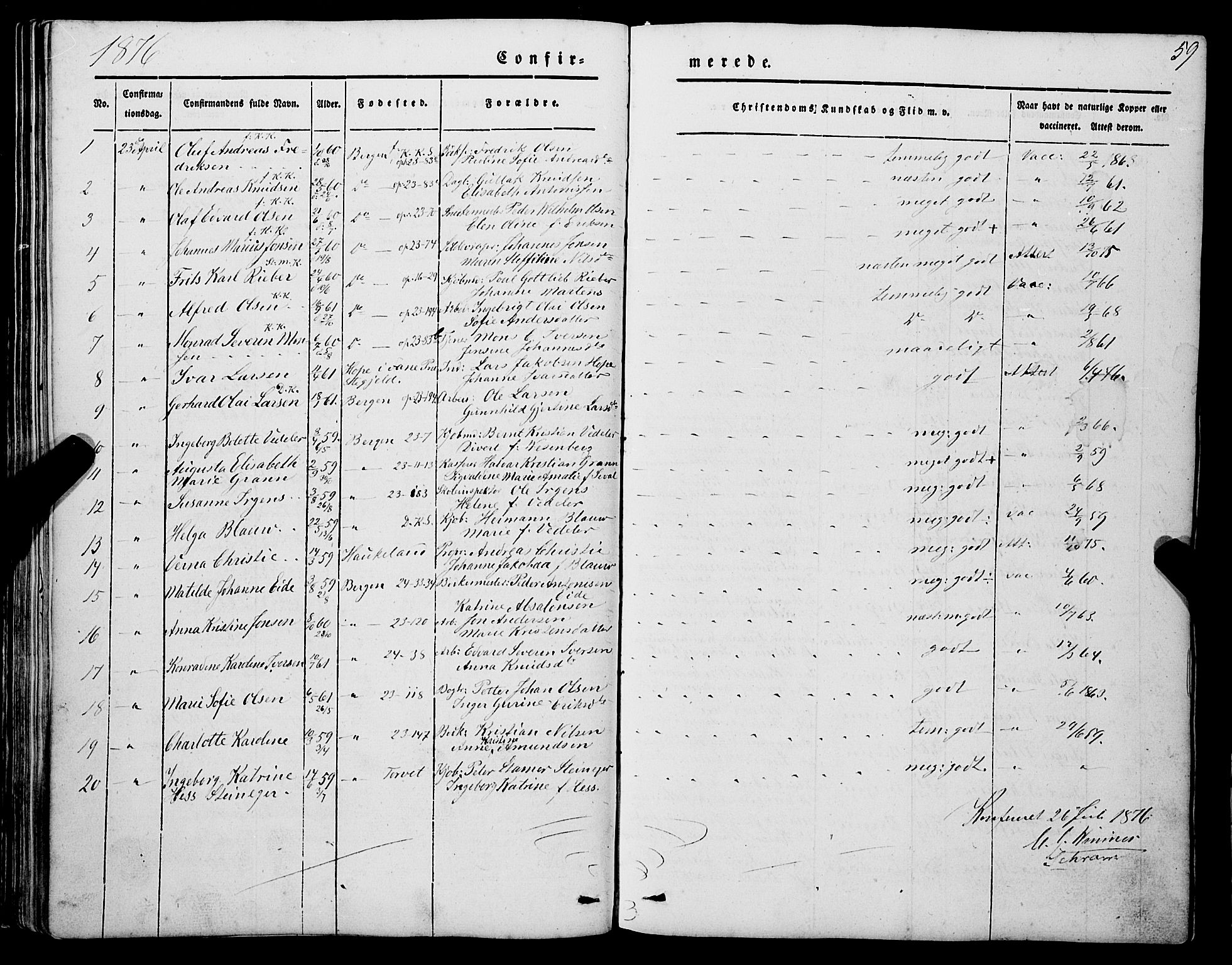 Mariakirken Sokneprestembete, AV/SAB-A-76901/H/Haa/L0006: Parish register (official) no. A 6, 1846-1877, p. 59