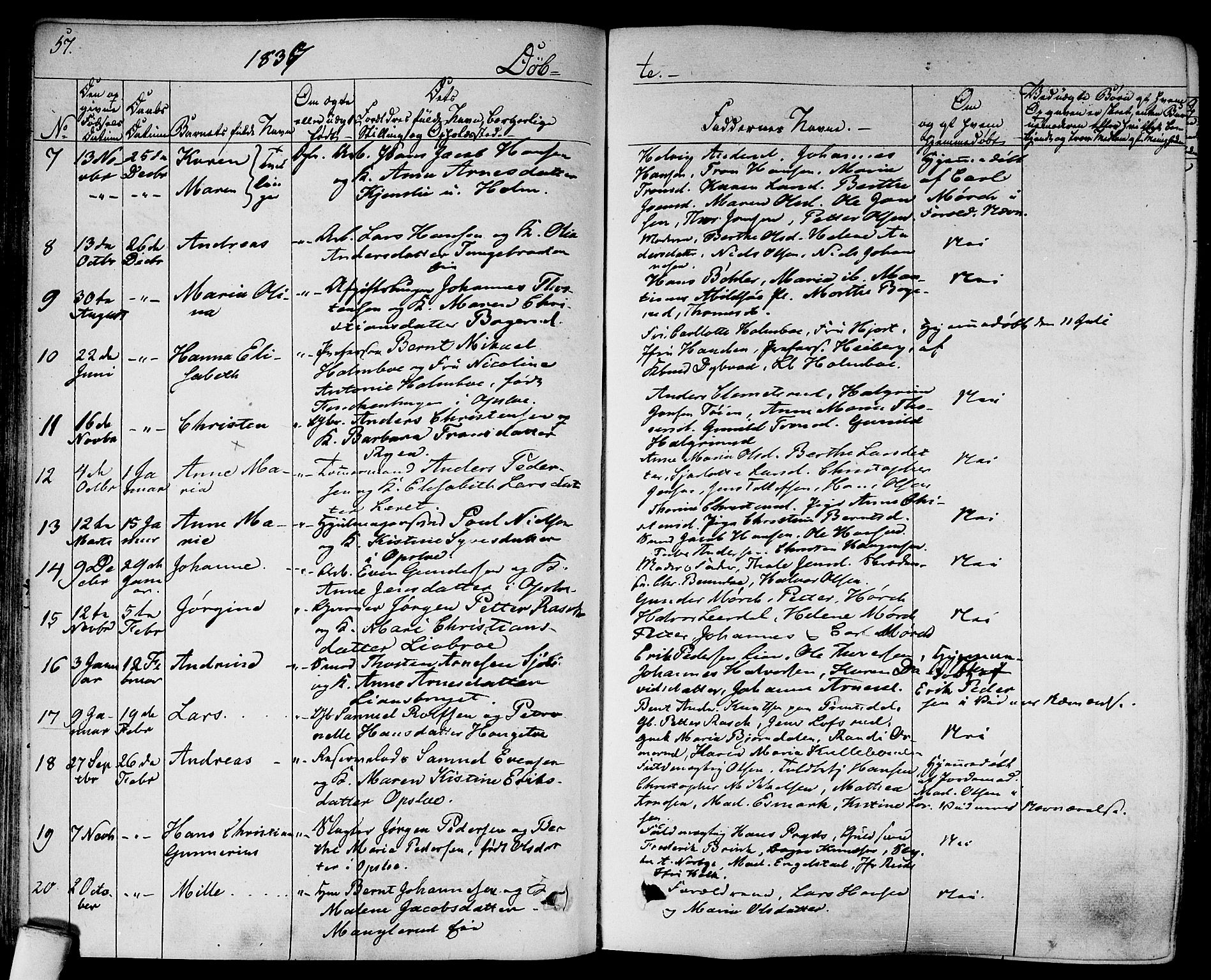 Gamlebyen prestekontor Kirkebøker, AV/SAO-A-10884/F/Fa/L0003: Parish register (official) no. 3, 1829-1849, p. 57