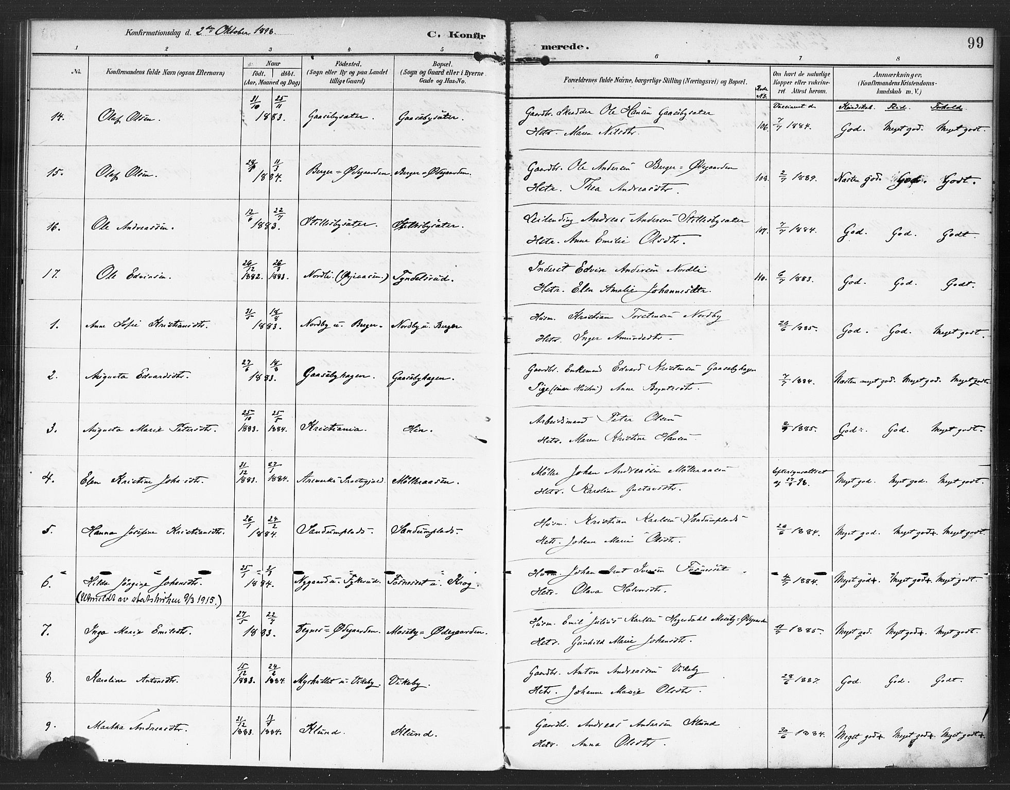 Rødenes prestekontor Kirkebøker, AV/SAO-A-2005/F/Fa/L0010: Parish register (official) no. I 10, 1890-1900, p. 99