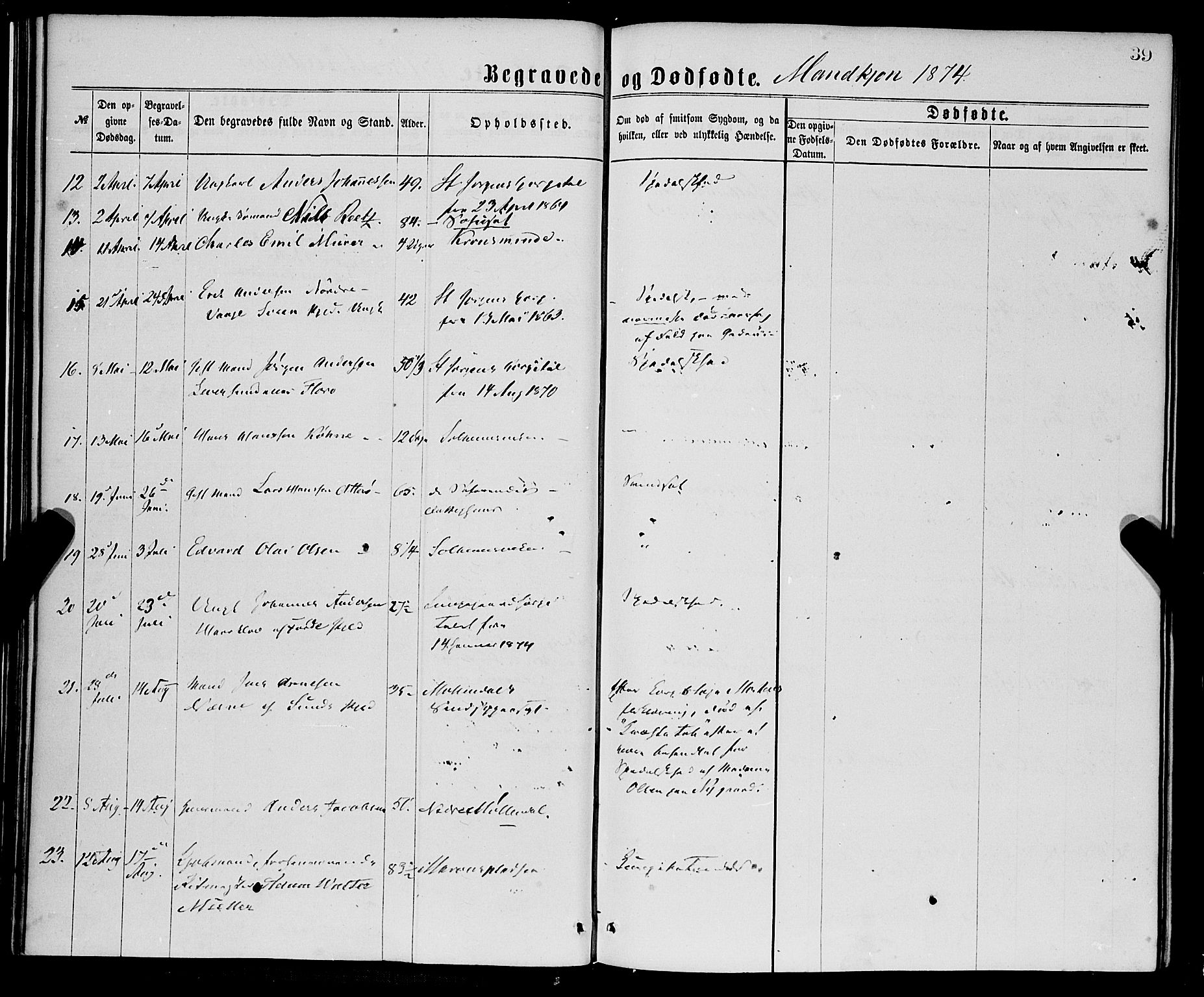 St. Jørgens hospital og Årstad sokneprestembete, AV/SAB-A-99934: Parish register (official) no. A 11, 1864-1886, p. 39