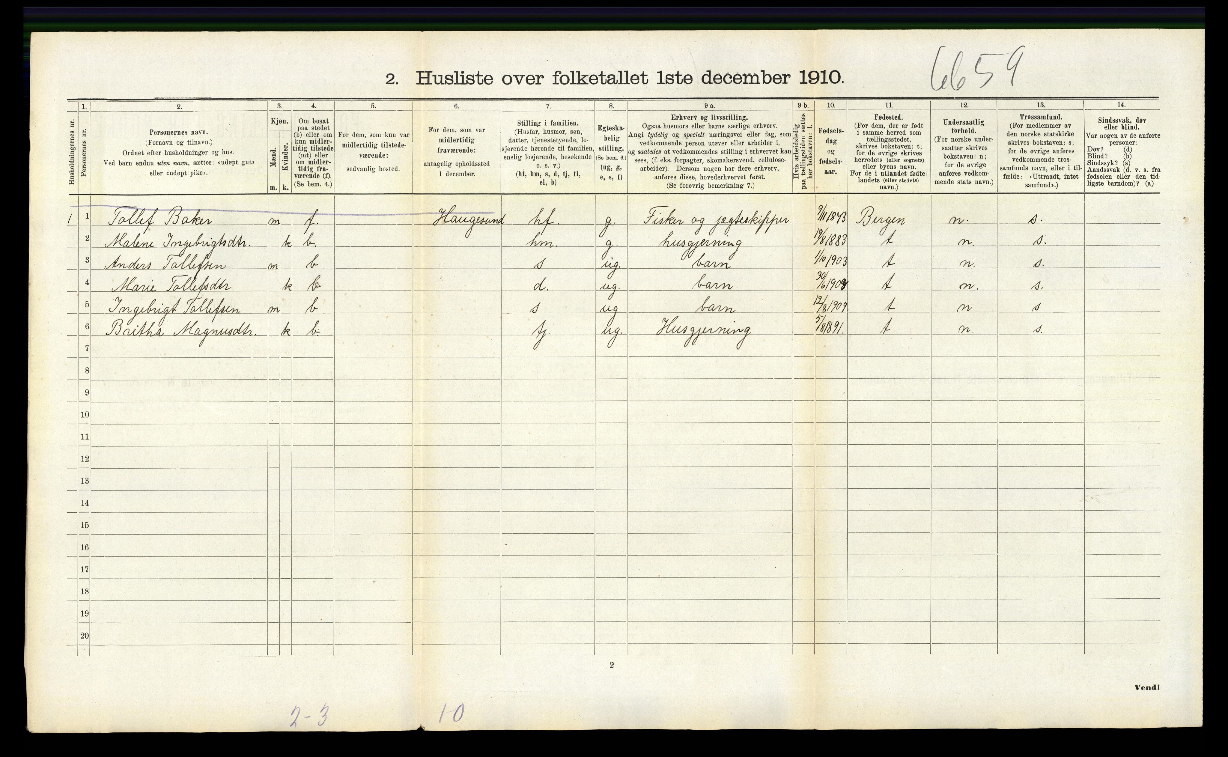 RA, 1910 census for Finnås, 1910, p. 315