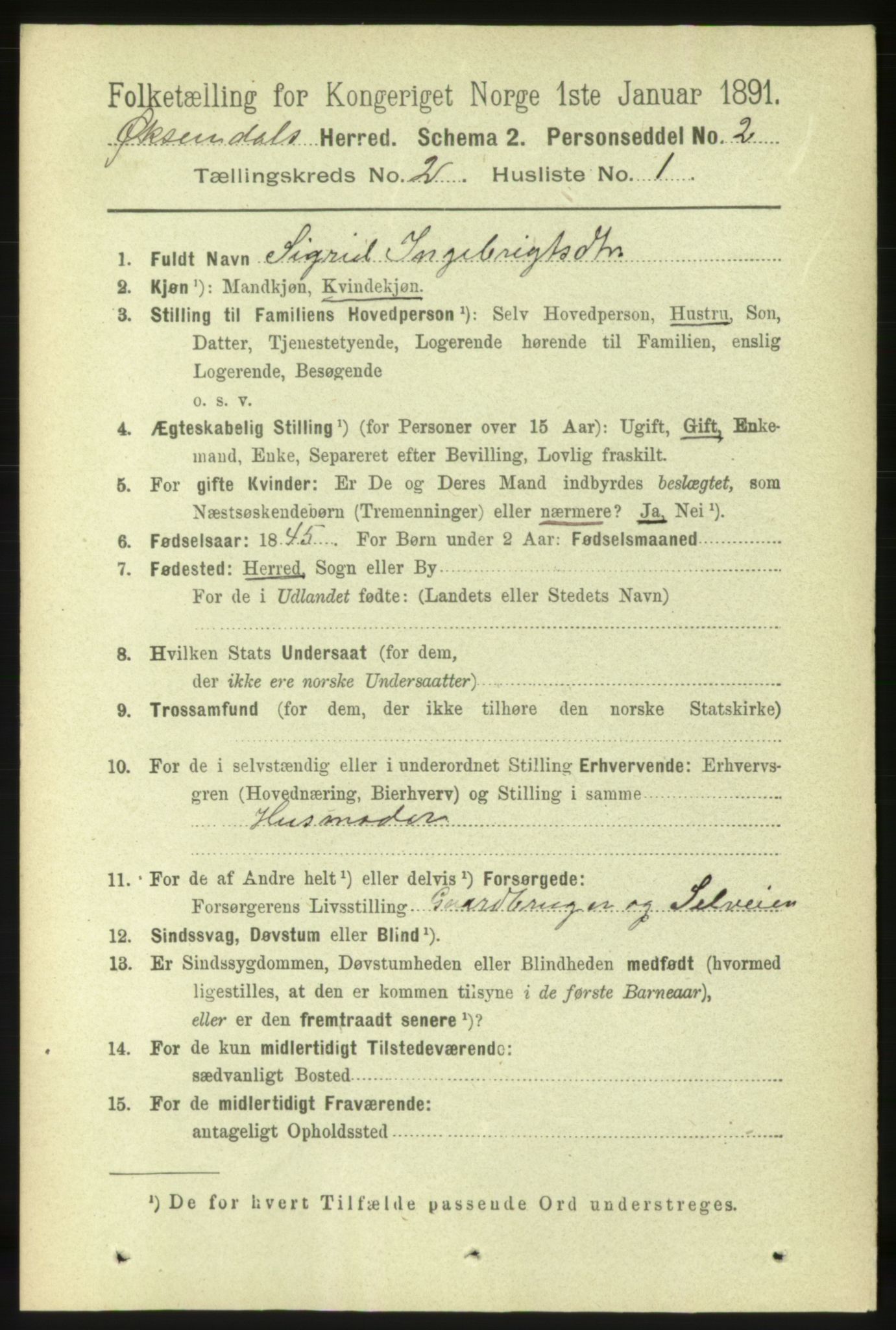 RA, 1891 census for 1561 Øksendal, 1891, p. 269