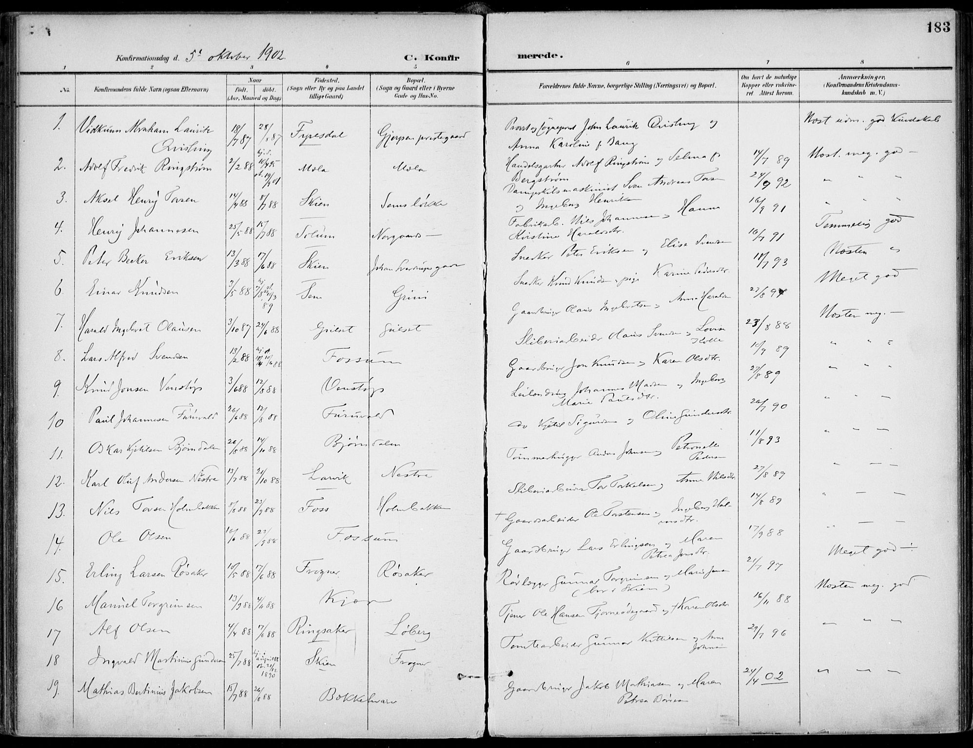 Gjerpen kirkebøker, AV/SAKO-A-265/F/Fa/L0011: Parish register (official) no. I 11, 1896-1904, p. 183