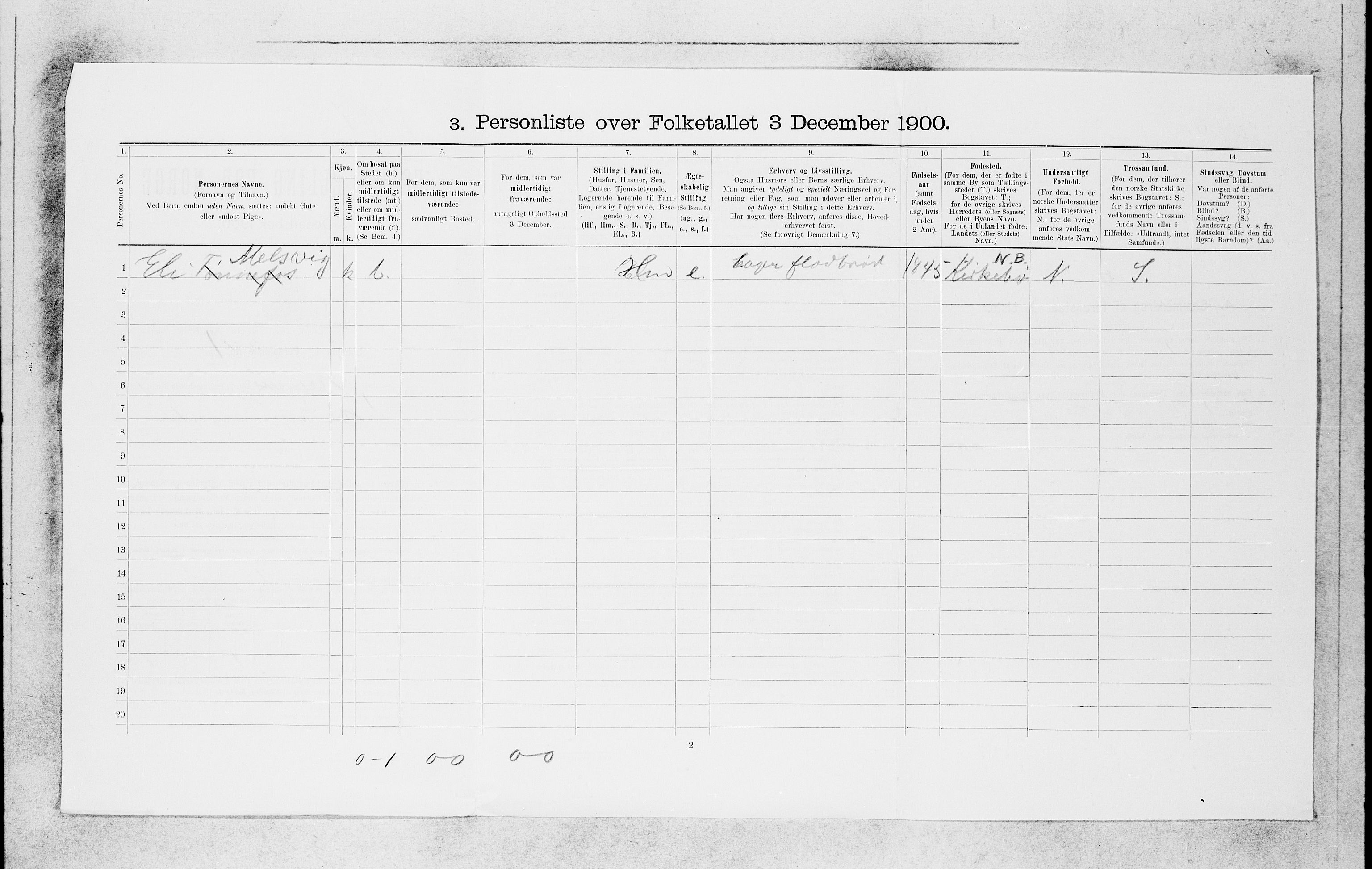 SAB, 1900 census for Bergen, 1900, p. 14903