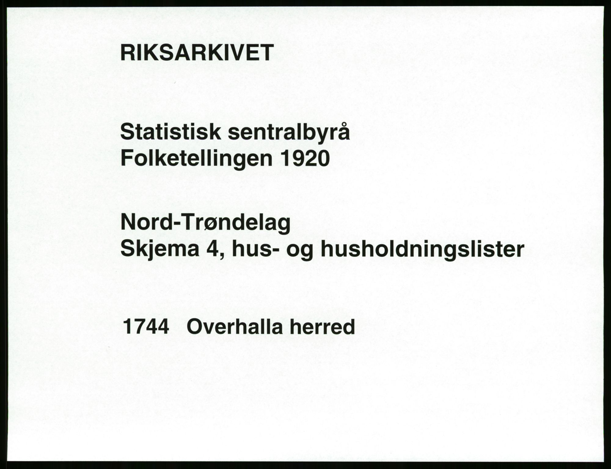 SAT, 1920 census for Overhalla, 1920, p. 32