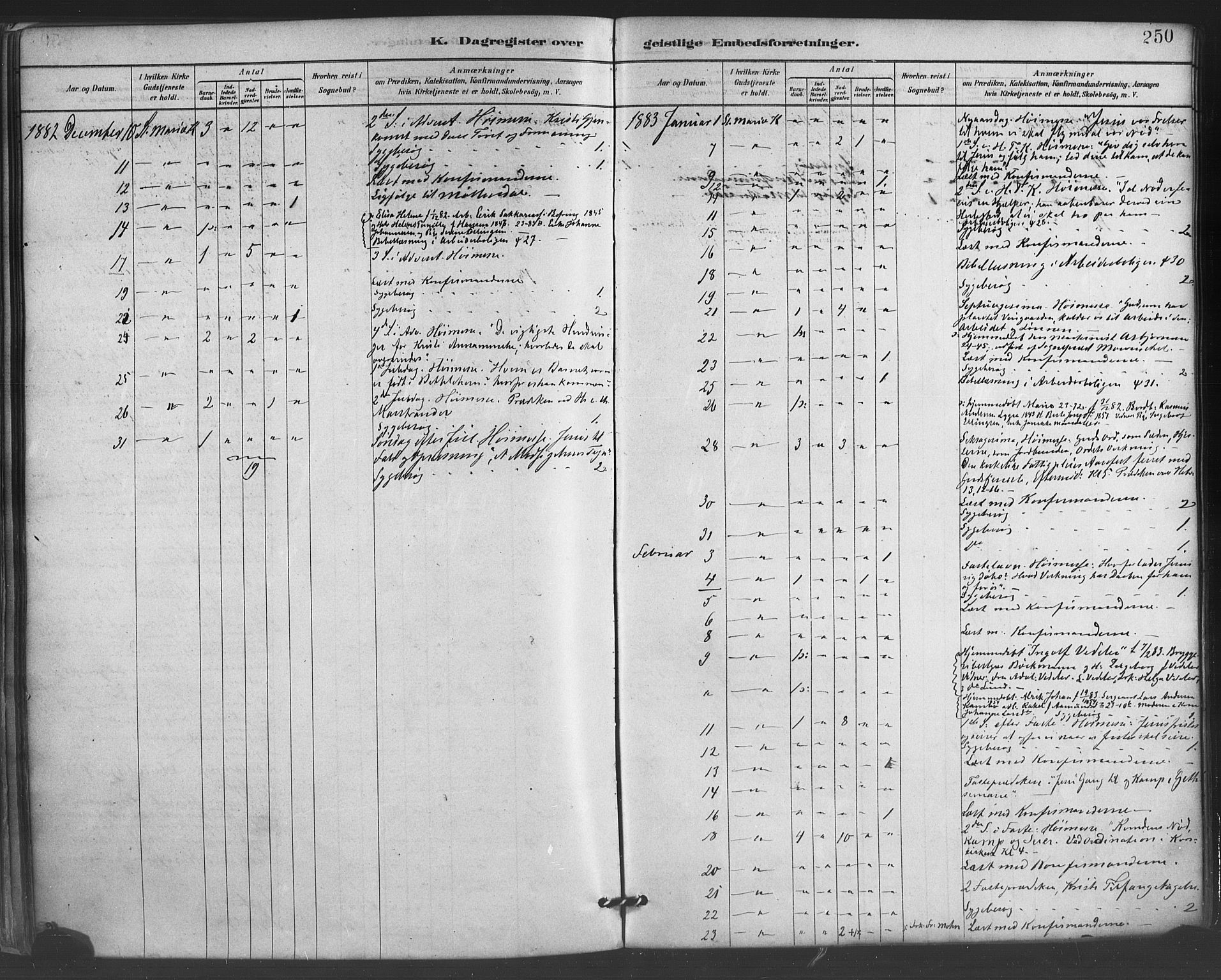 Mariakirken Sokneprestembete, SAB/A-76901/H/Haa/L0007: Parish register (official) no. A 7, 1878-1893, p. 250