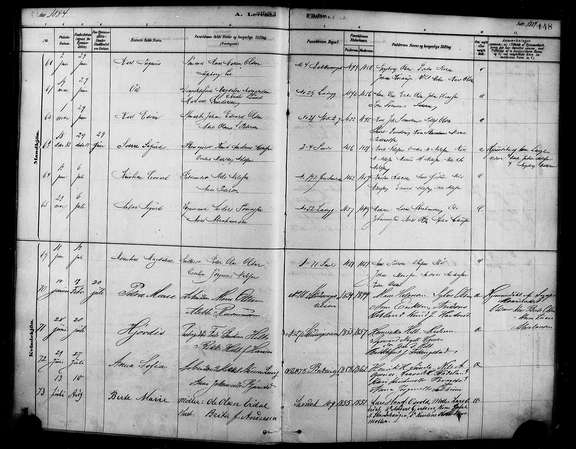 Sandviken Sokneprestembete, AV/SAB-A-77601/H/Ha/L0004: Parish register (official) no. B 1, 1878-1891, p. 148