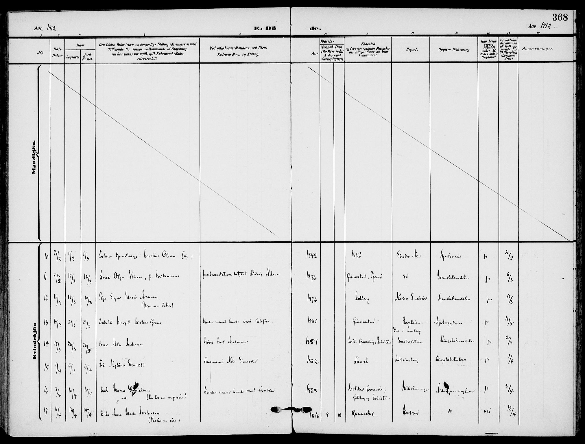 Nøtterøy kirkebøker, AV/SAKO-A-354/F/Fa/L0010: Parish register (official) no. I 10, 1908-1919, p. 368