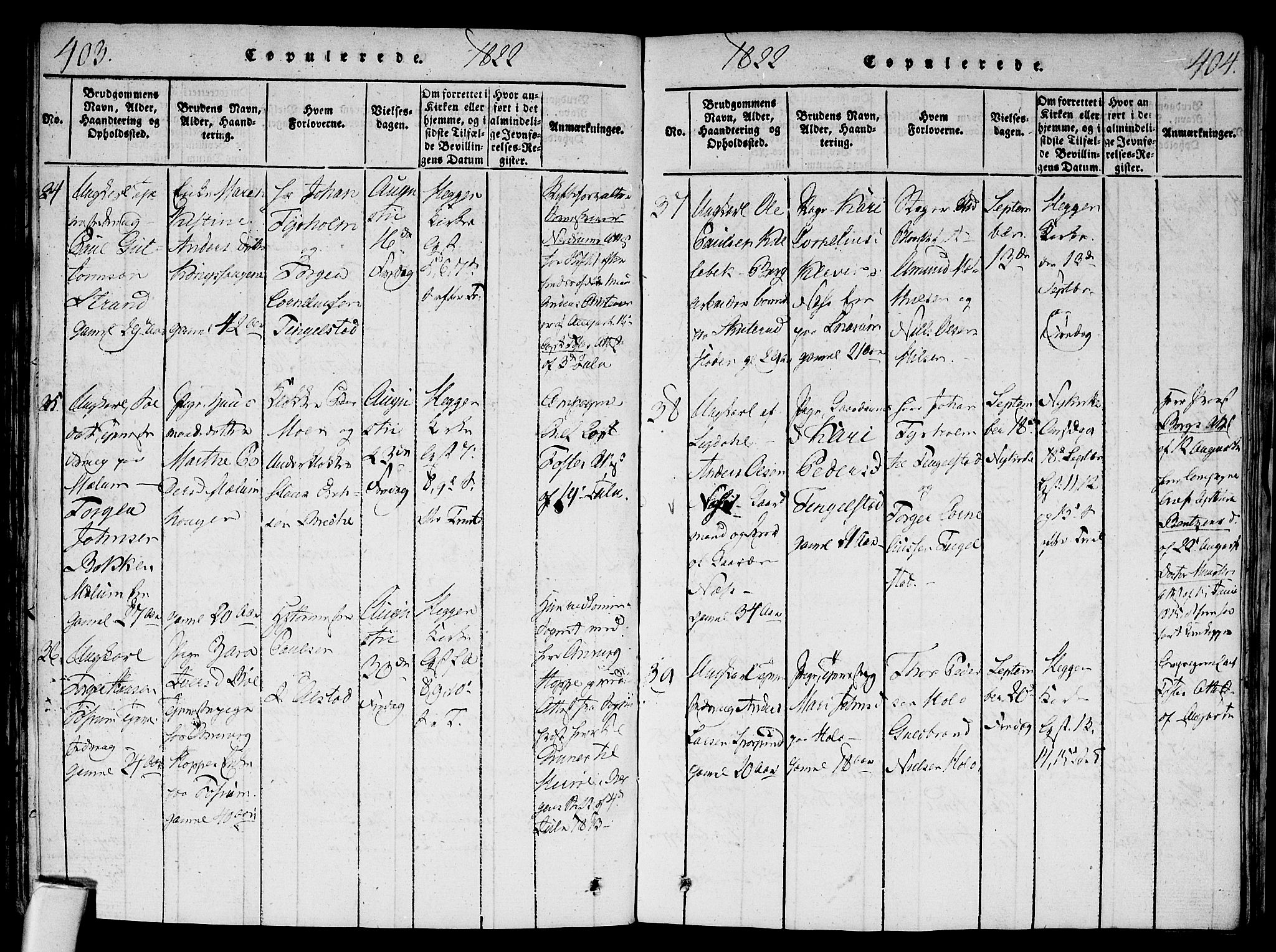 Modum kirkebøker, AV/SAKO-A-234/F/Fa/L0004: Parish register (official) no. 4, 1818-1824, p. 403-404