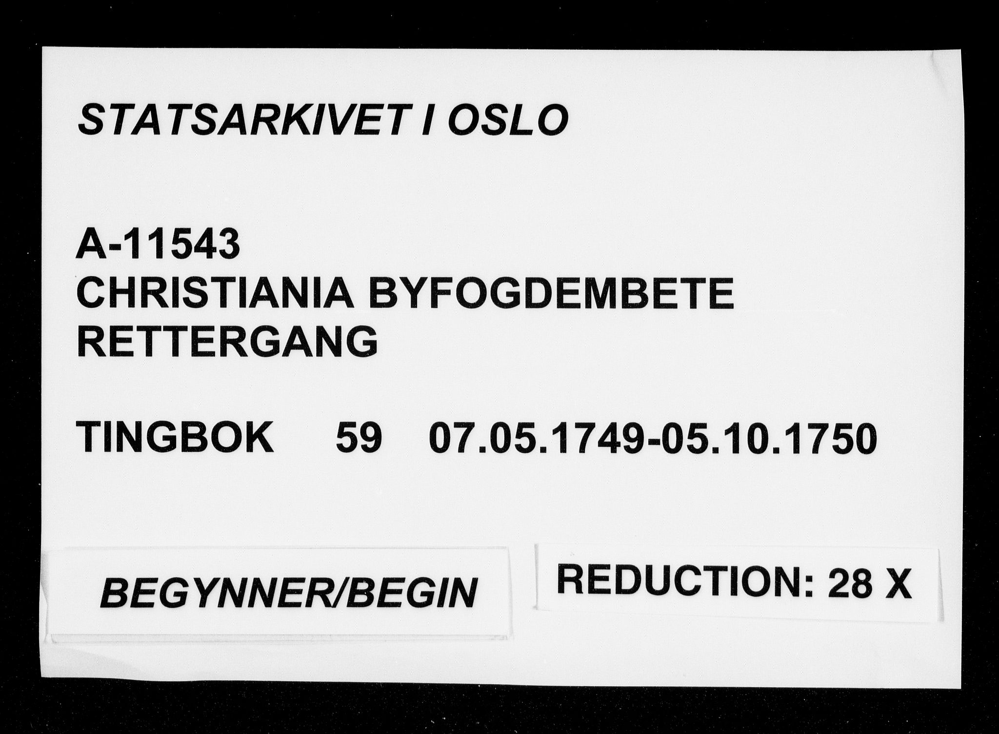 Christiania byfogd, SAO/A-11543/F/Fb/L0059: Tingbok, 1749-1750