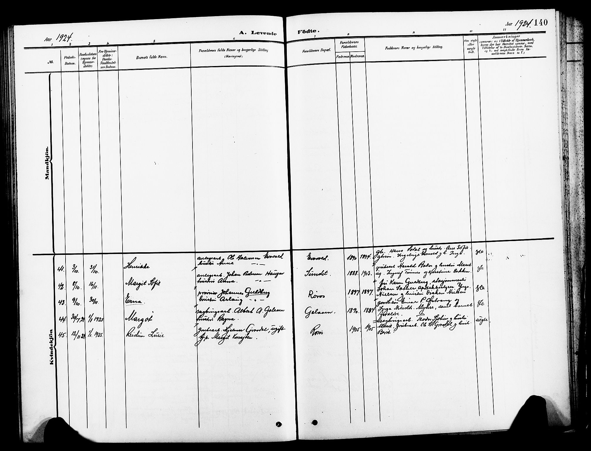 Ministerialprotokoller, klokkerbøker og fødselsregistre - Sør-Trøndelag, AV/SAT-A-1456/681/L0942: Parish register (copy) no. 681C06, 1906-1925, p. 140