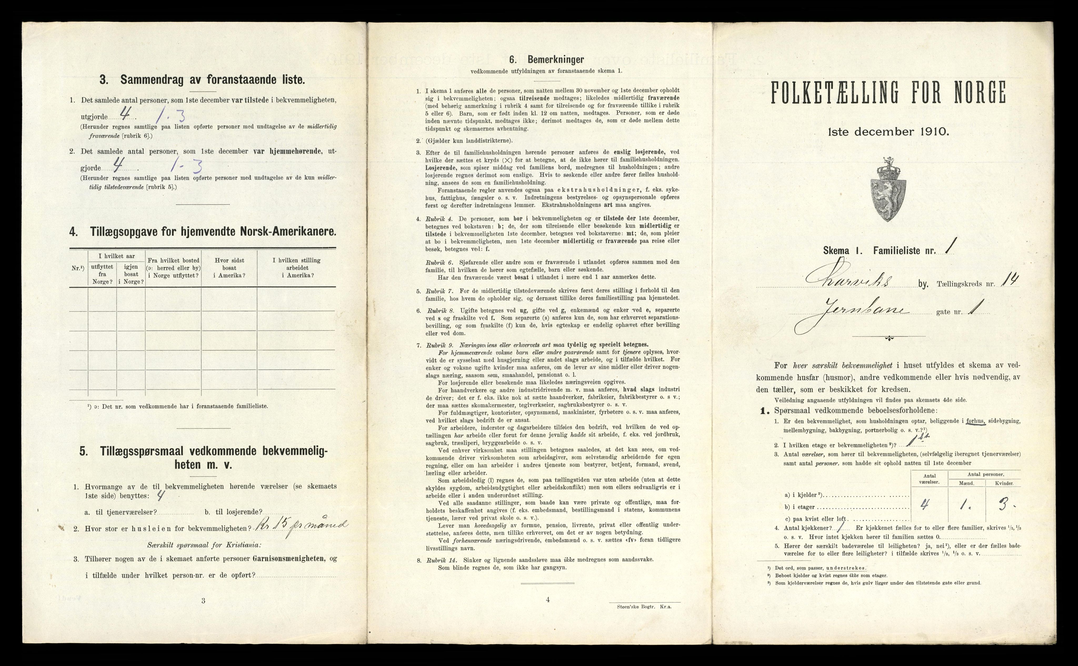 RA, 1910 census for Larvik, 1910, p. 4393