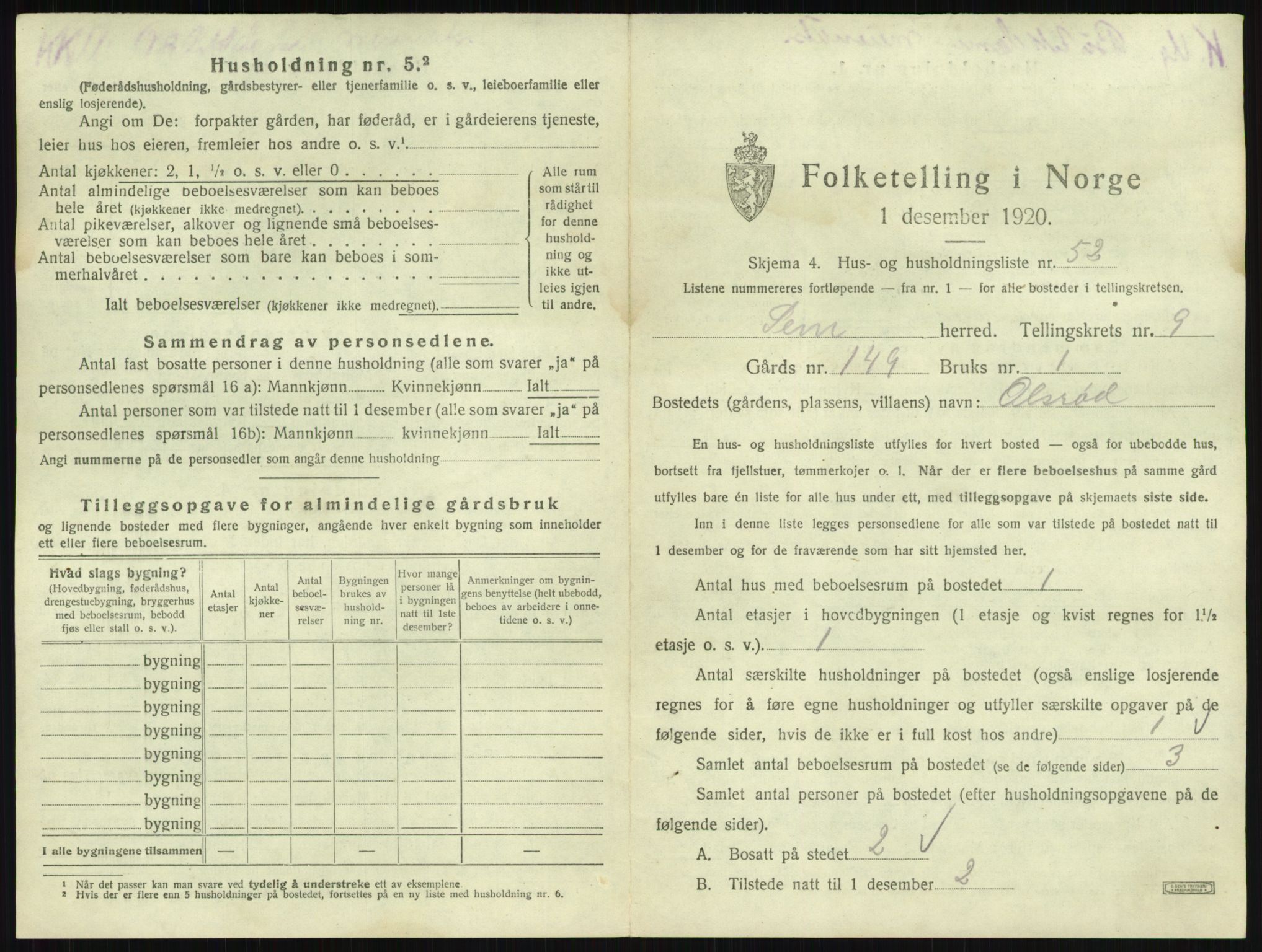 SAKO, 1920 census for Sem, 1920, p. 2058