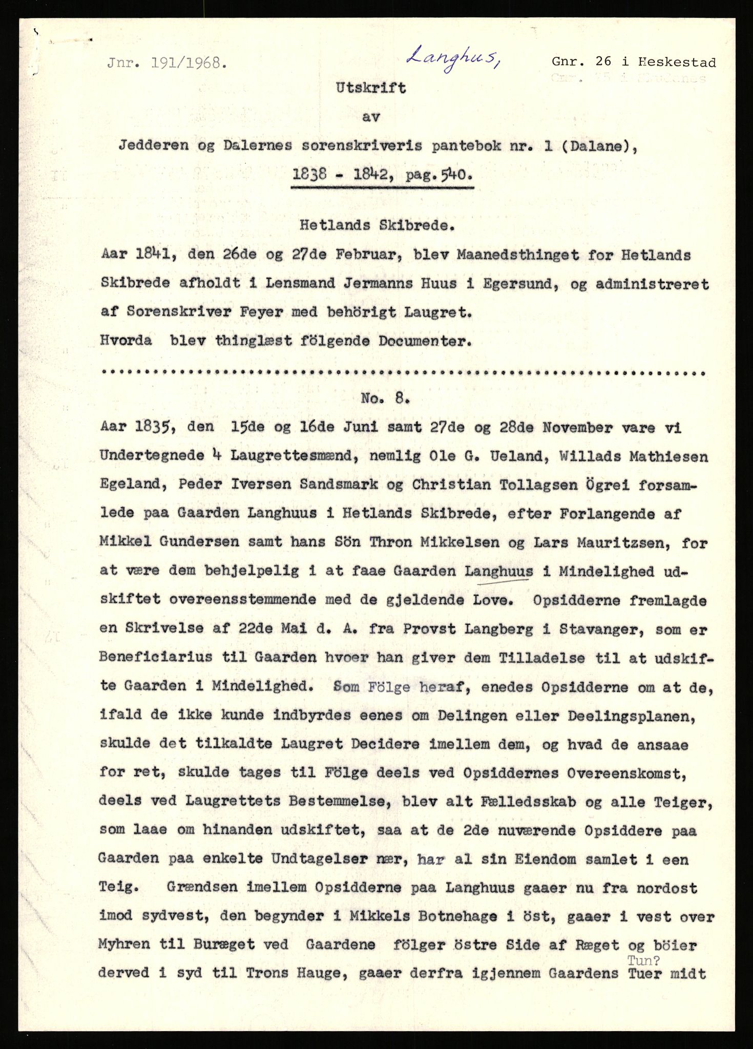 Statsarkivet i Stavanger, AV/SAST-A-101971/03/Y/Yj/L0052: Avskrifter sortert etter gårdsnavn: Landråk  - Leidland, 1750-1930, p. 75