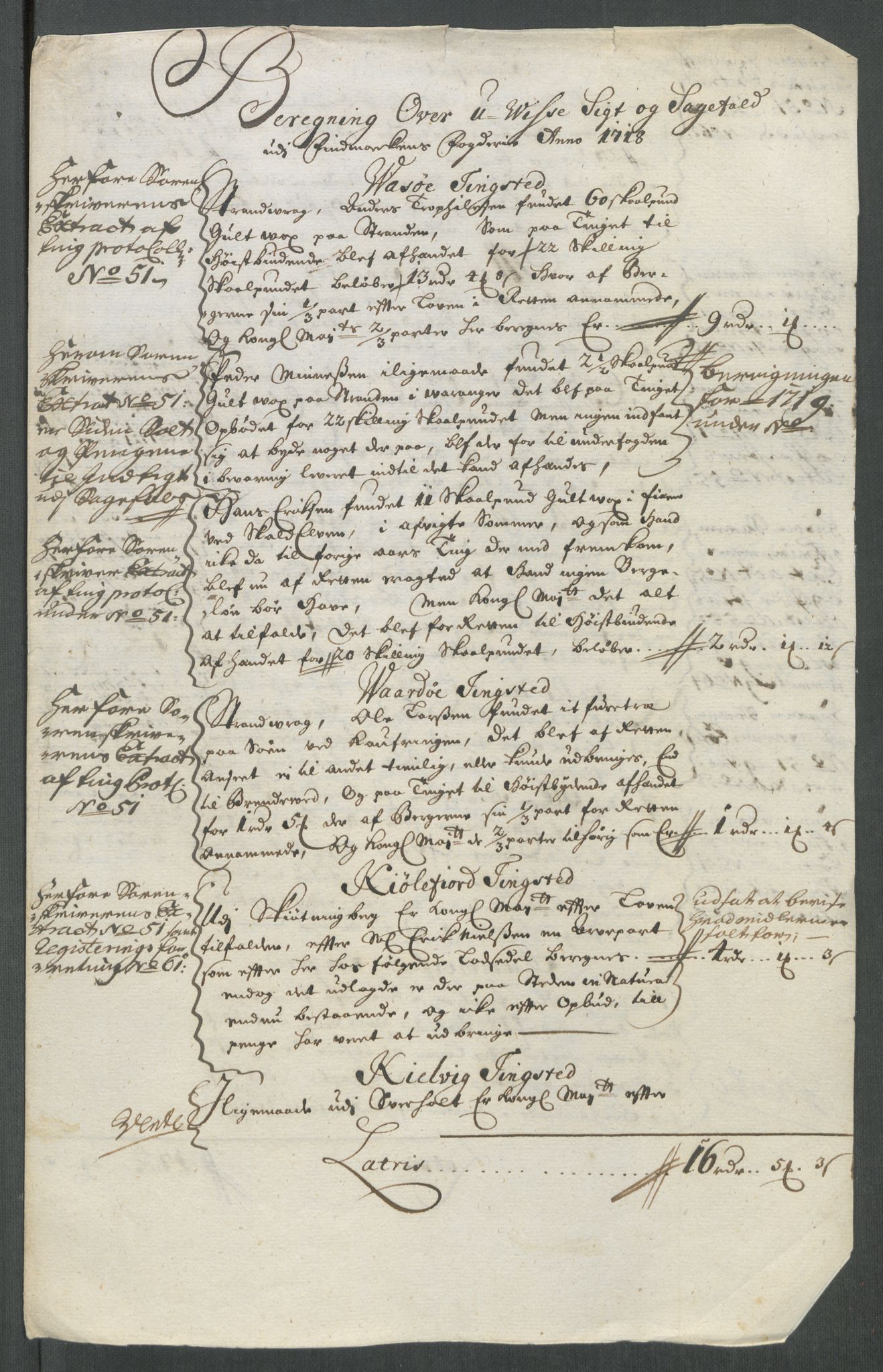 Rentekammeret inntil 1814, Reviderte regnskaper, Fogderegnskap, RA/EA-4092/R69/L4857: Fogderegnskap Finnmark/Vardøhus, 1716-1718, p. 536