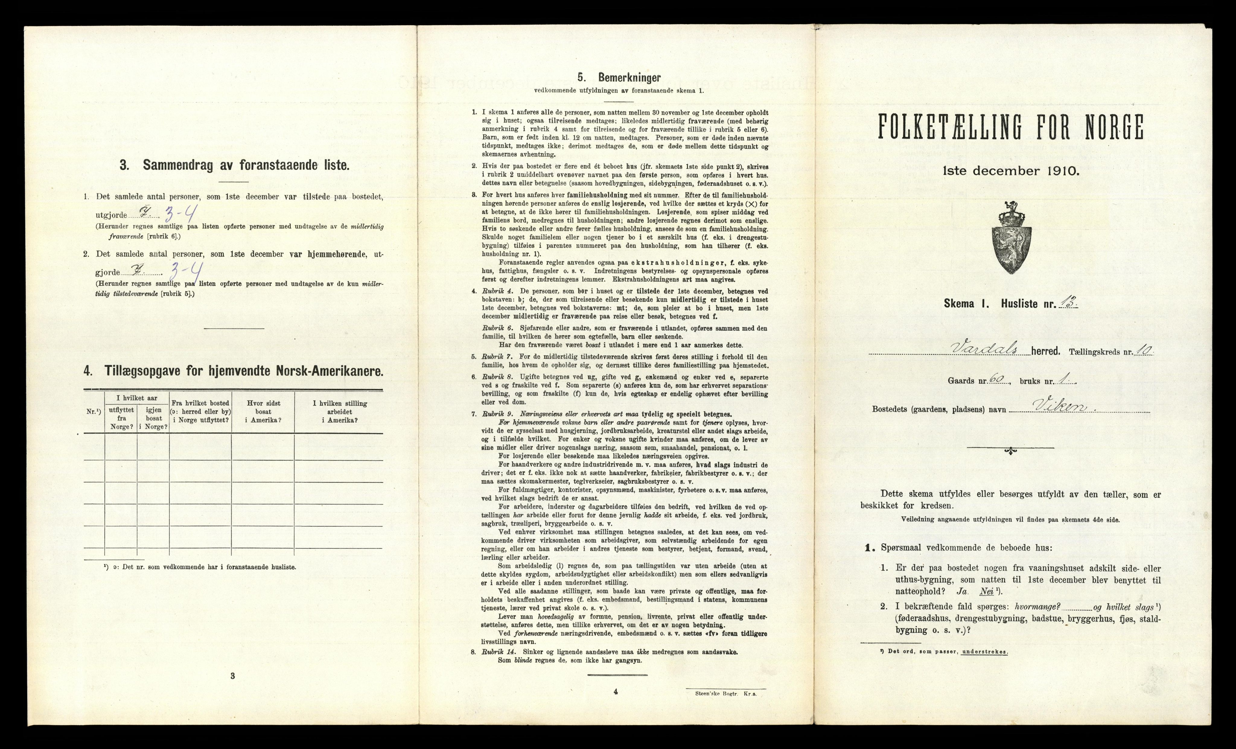 RA, 1910 census for Vardal, 1910, p. 1432