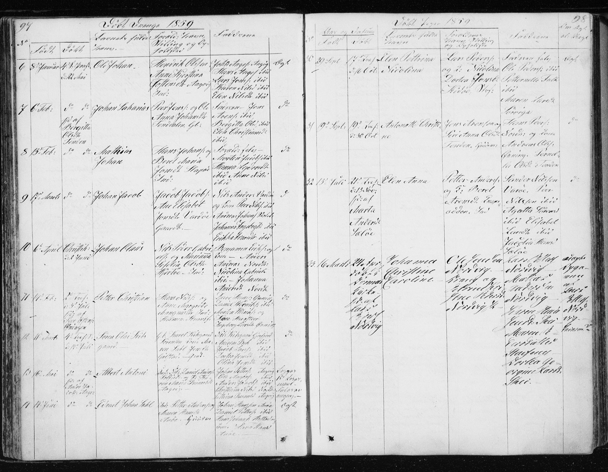 Ministerialprotokoller, klokkerbøker og fødselsregistre - Nordland, SAT/A-1459/834/L0511: Parish register (copy) no. 834C02, 1848-1862, p. 97-98