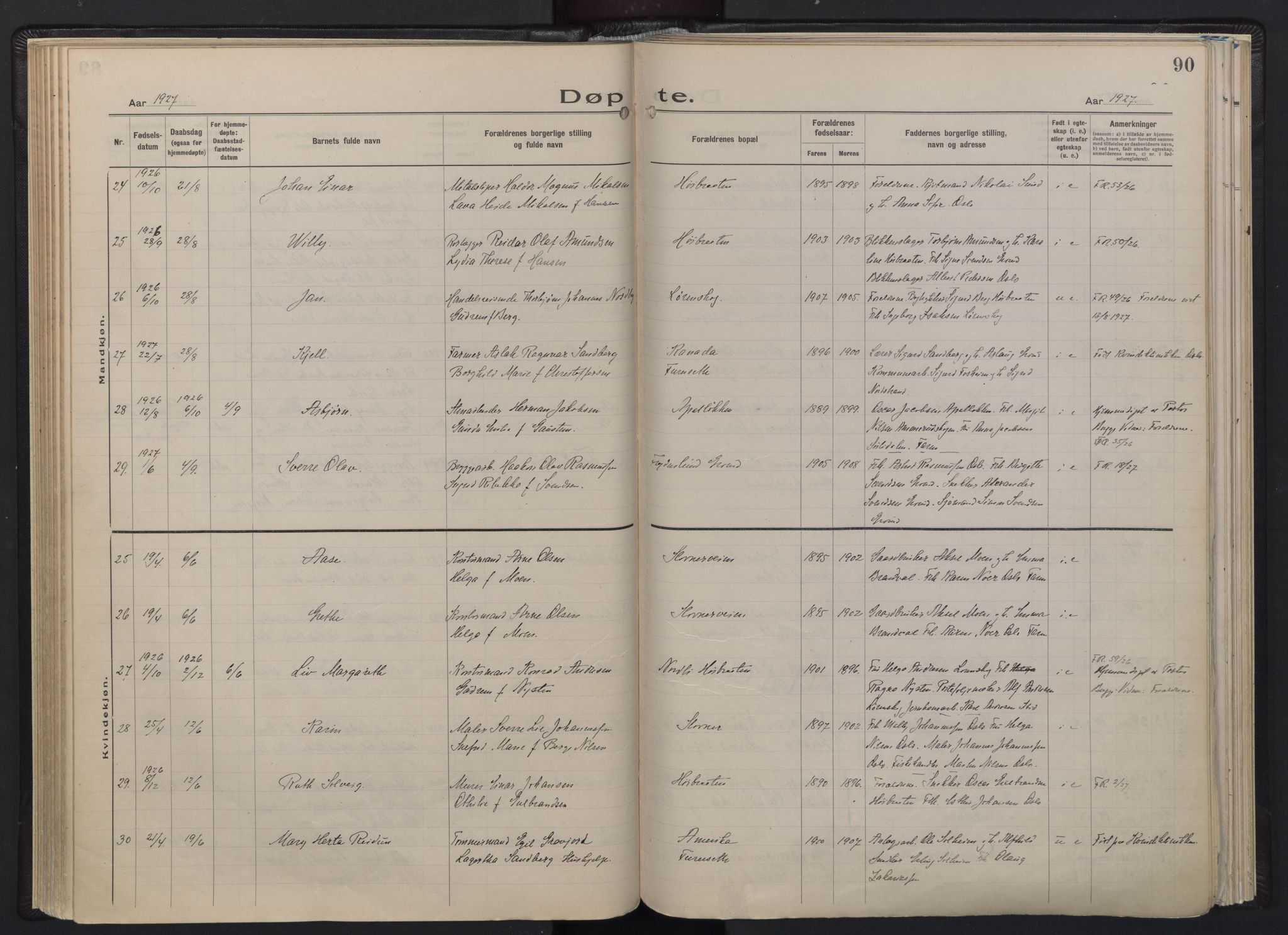 Østre Aker prestekontor Kirkebøker, AV/SAO-A-10840/F/Fb/L0002: Parish register (official) no. II 2, 1918-1930, p. 90