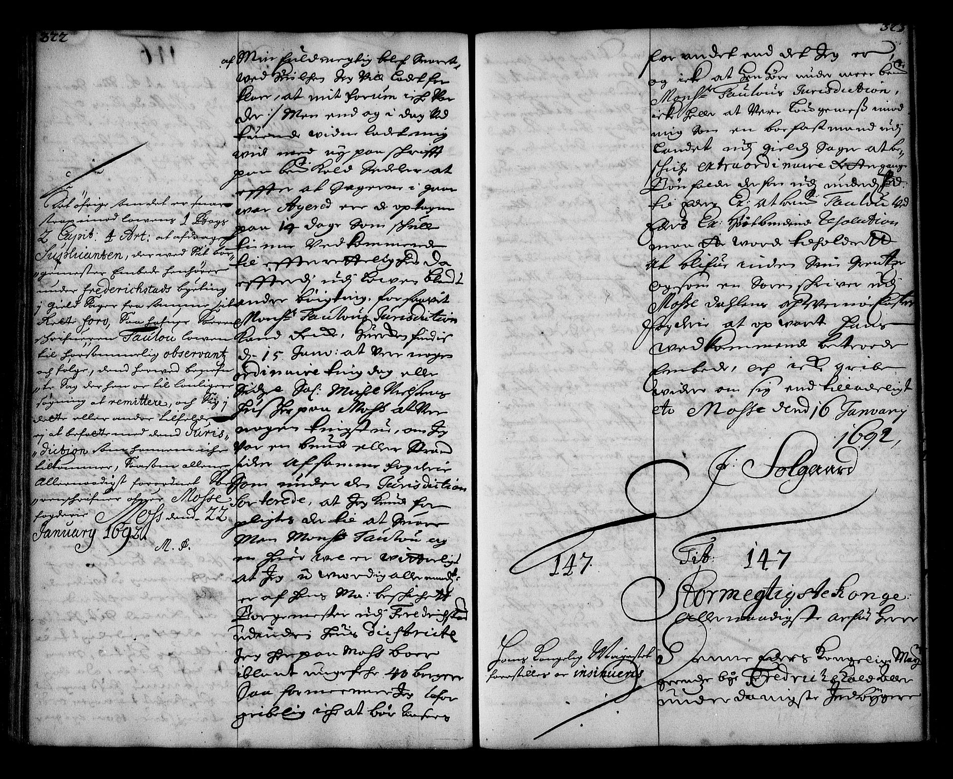 Stattholderembetet 1572-1771, AV/RA-EA-2870/Ae/L0009: Supplikasjons- og resolusjonsprotokoll, 1691-1692, p. 322-323