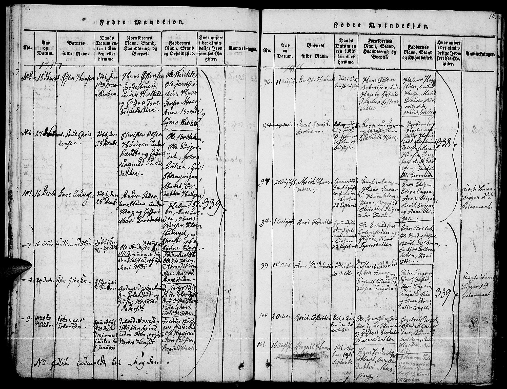 Fron prestekontor, SAH/PREST-078/H/Ha/Haa/L0002: Parish register (official) no. 2, 1816-1827, p. 15