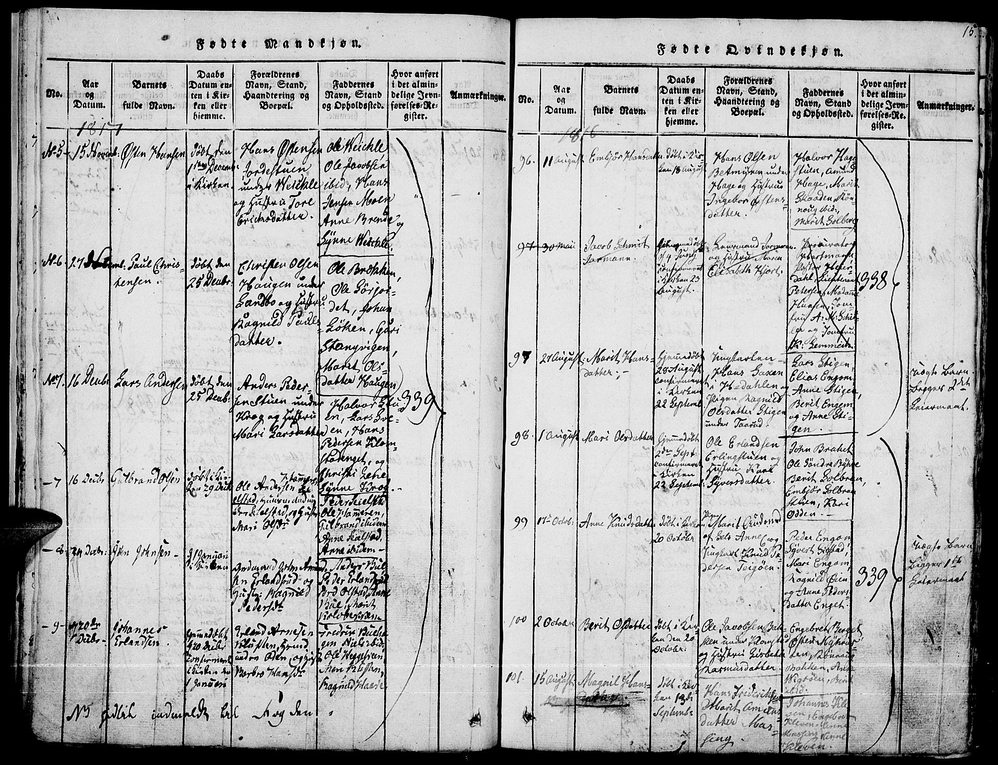 Fron prestekontor, AV/SAH-PREST-078/H/Ha/Haa/L0002: Parish register (official) no. 2, 1816-1827, p. 15