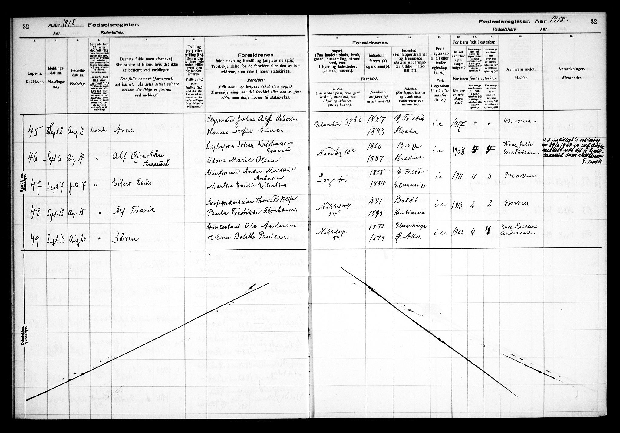 Østre Fredrikstad prestekontor Kirkebøker, AV/SAO-A-10907/J/Ja/L0001: Birth register no. 1, 1916-1936, p. 32